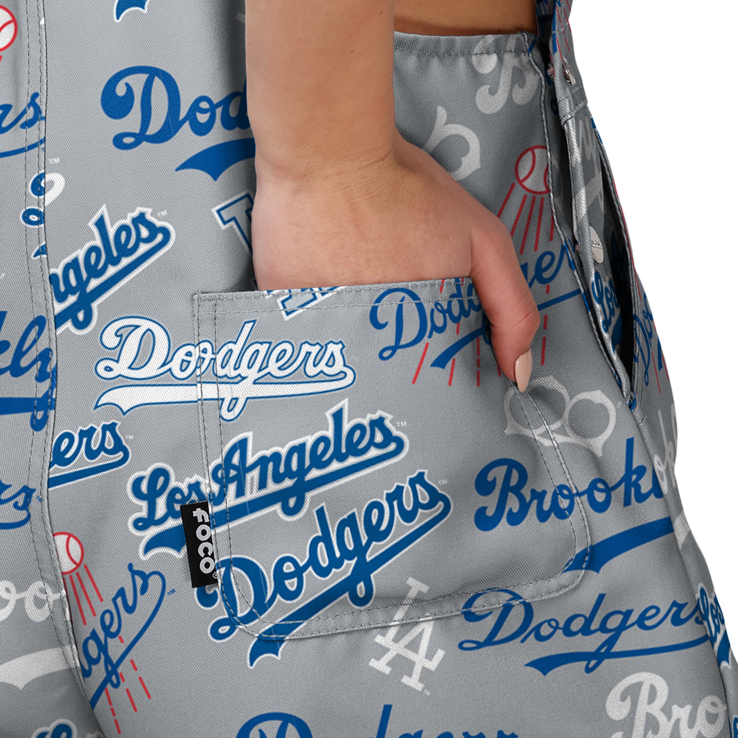 Los Angeles Dodgers MLB Womens Historic Print Bib Shortalls - Image 6