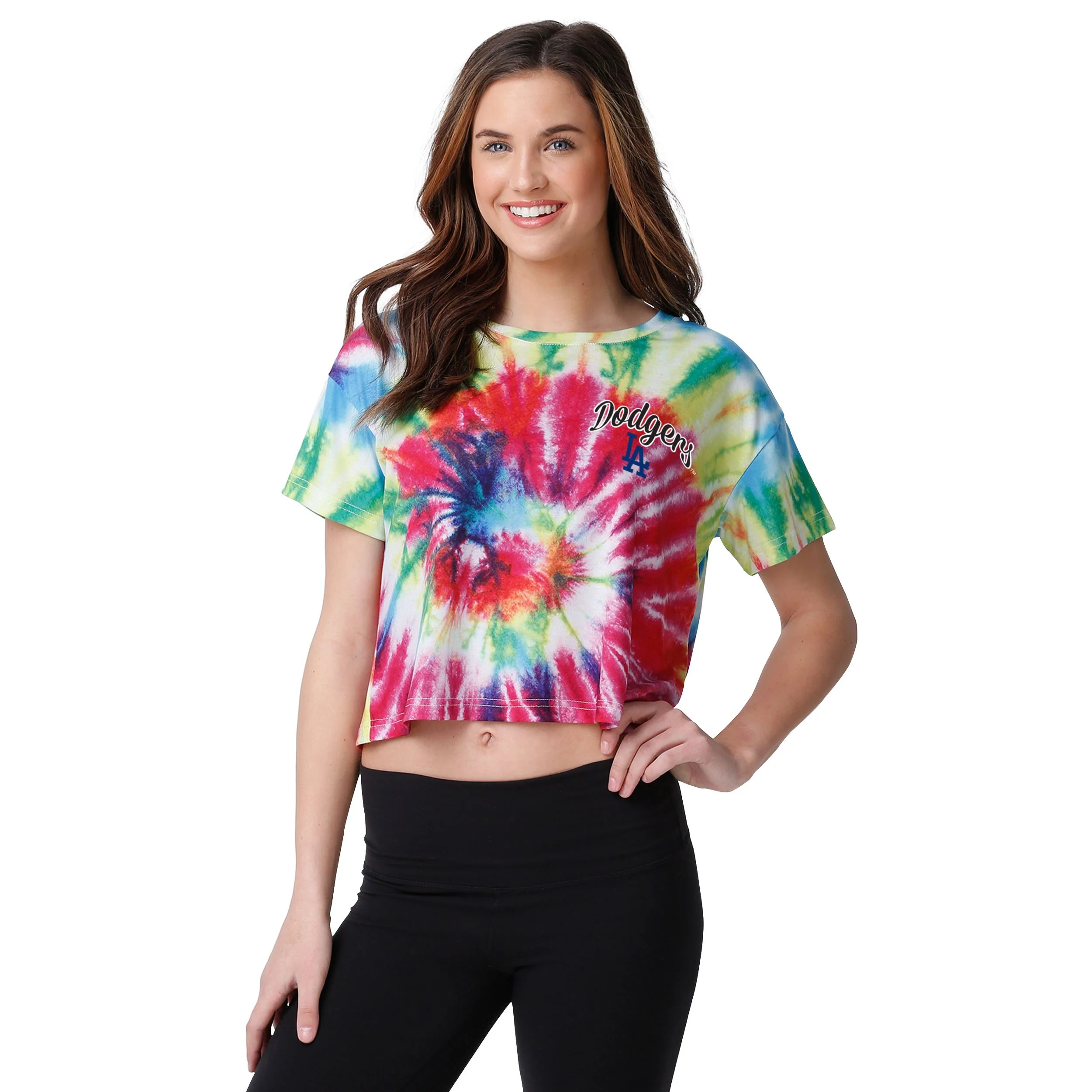Los Angeles Dodgers MLB Womens Pastel Tie-Dye Crop Top