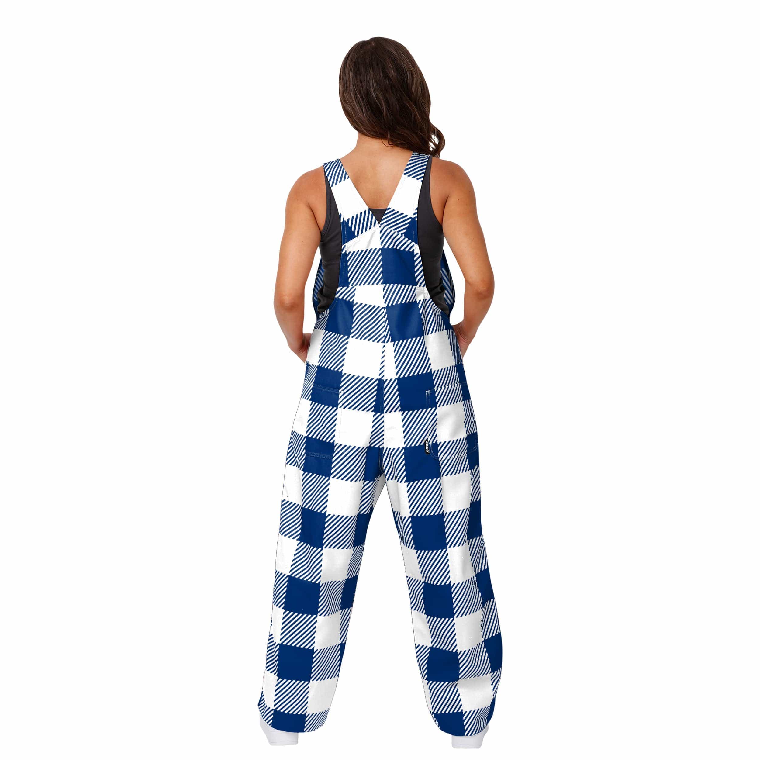 Los Angeles Dodgers MLB Womens Plaid Bib Overalls - Image 2