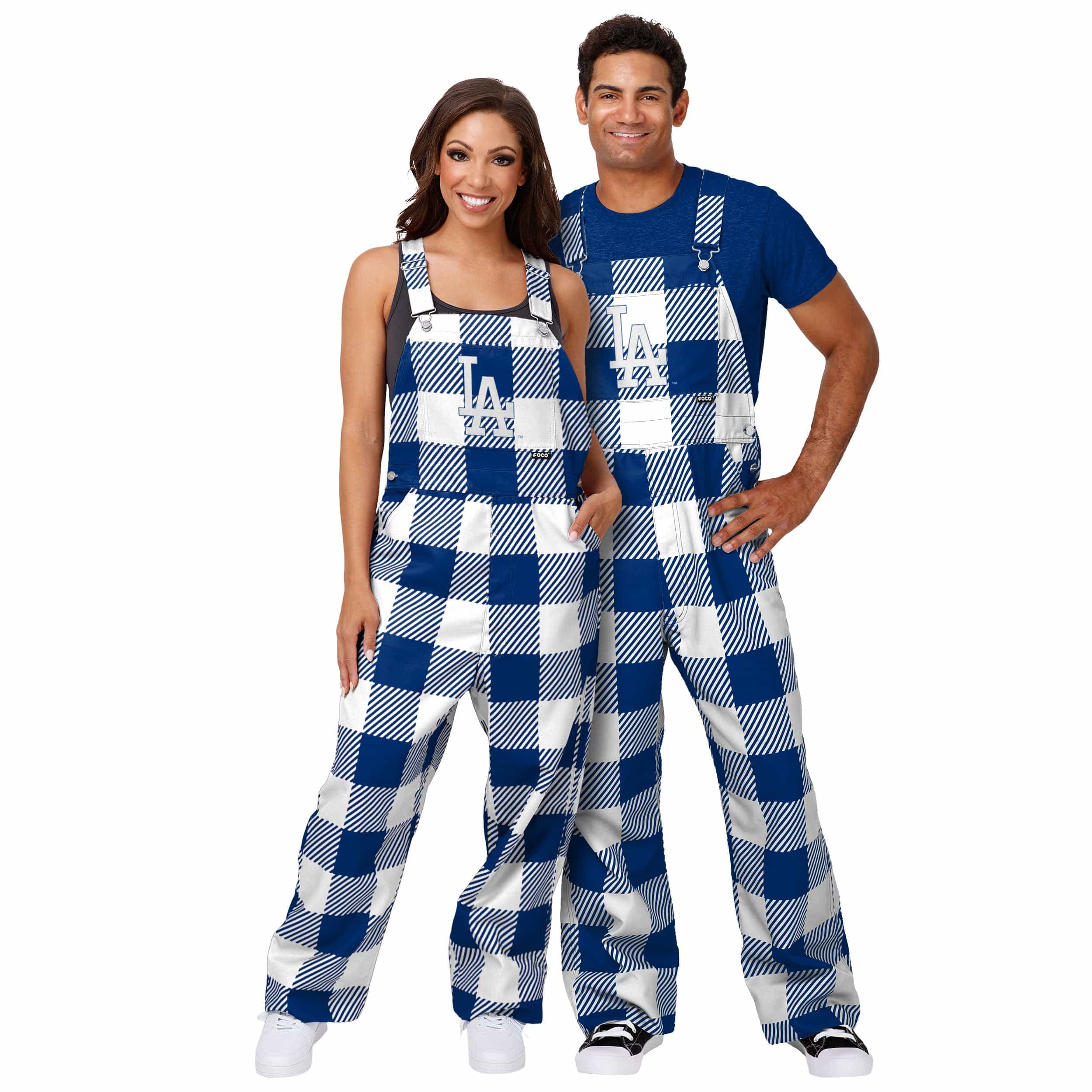 Los Angeles Dodgers MLB Womens Plaid Bib Overalls - Image 3
