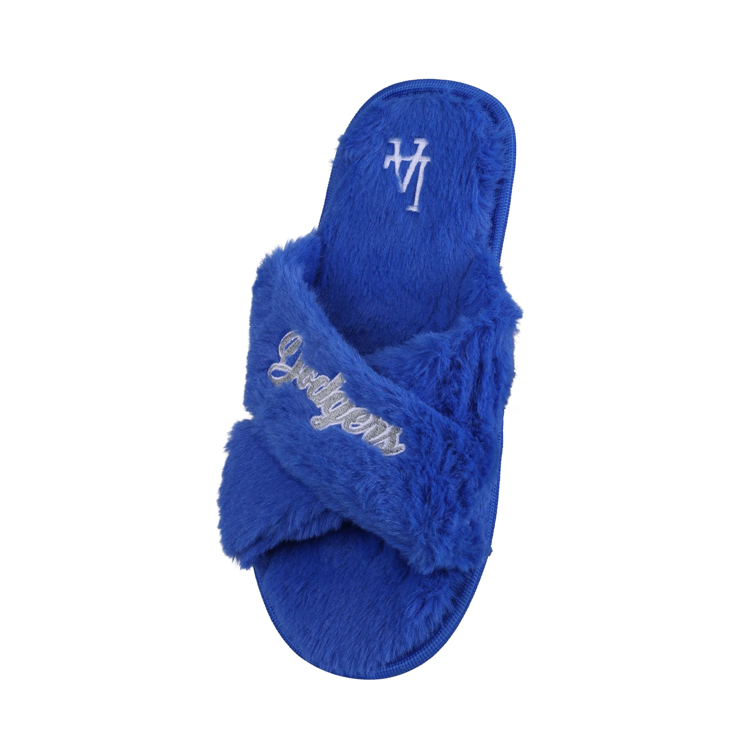 Los Angeles Dodgers MLB Womens Script Wordmark Fur Cross Slide - Image 3