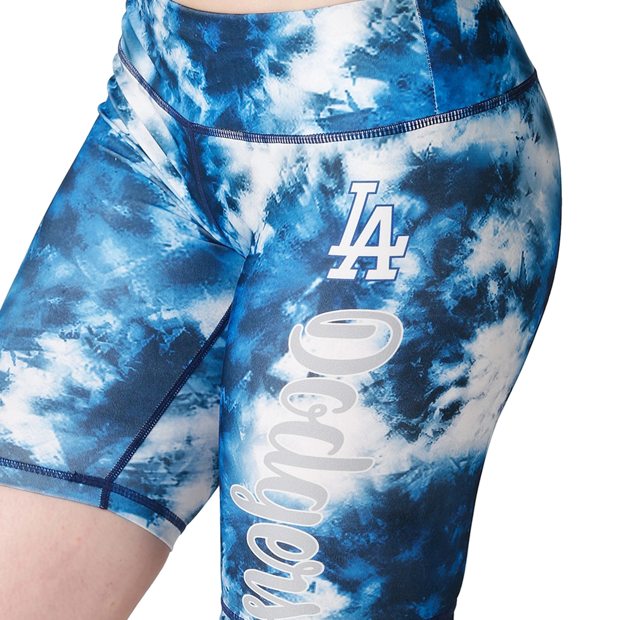 Los Angeles Dodgers MLB Womens Team Color Tie-Dye Bike Shorts - Image 3