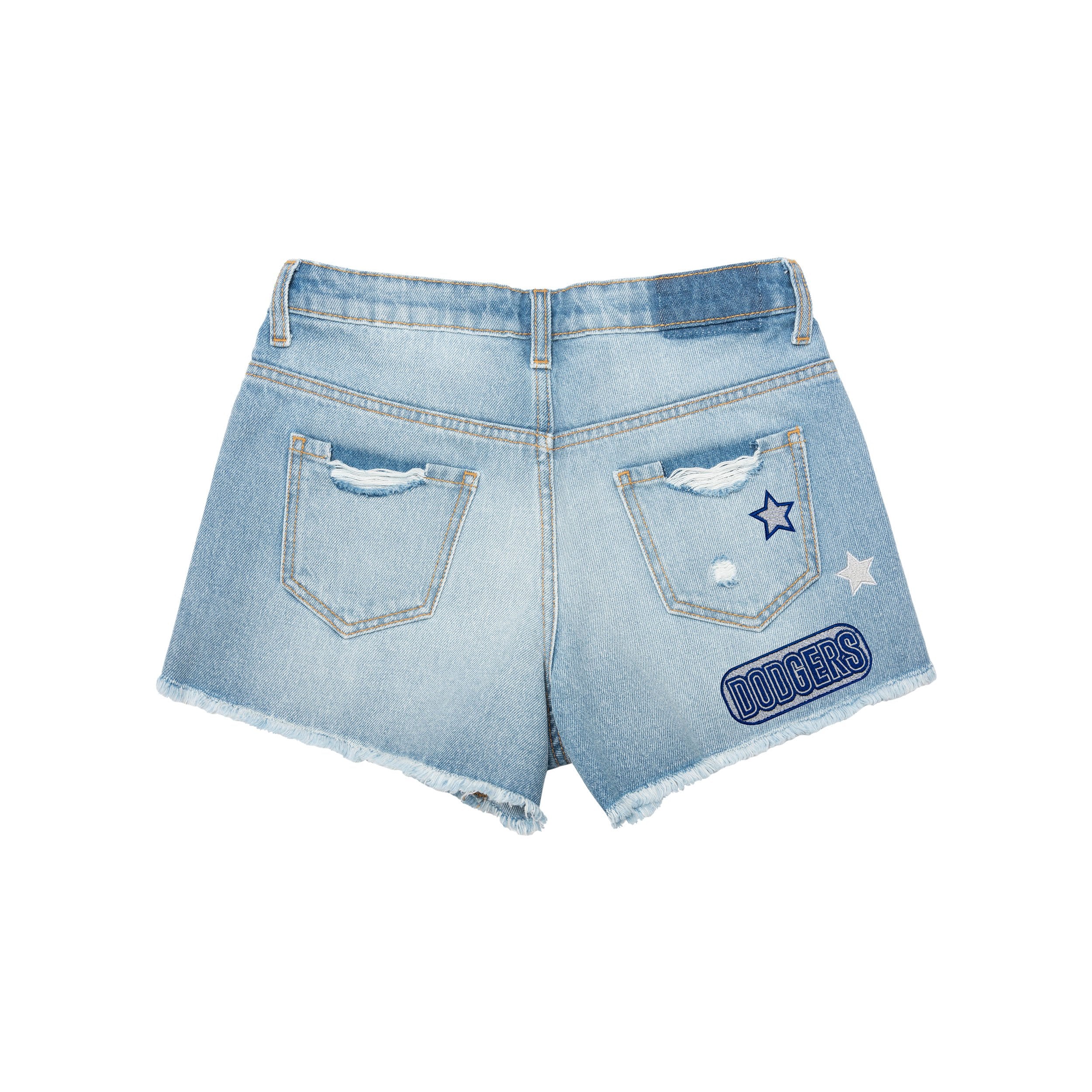 Los Angeles Dodgers MLB Womens Team Logo Denim Shorts - Image 4