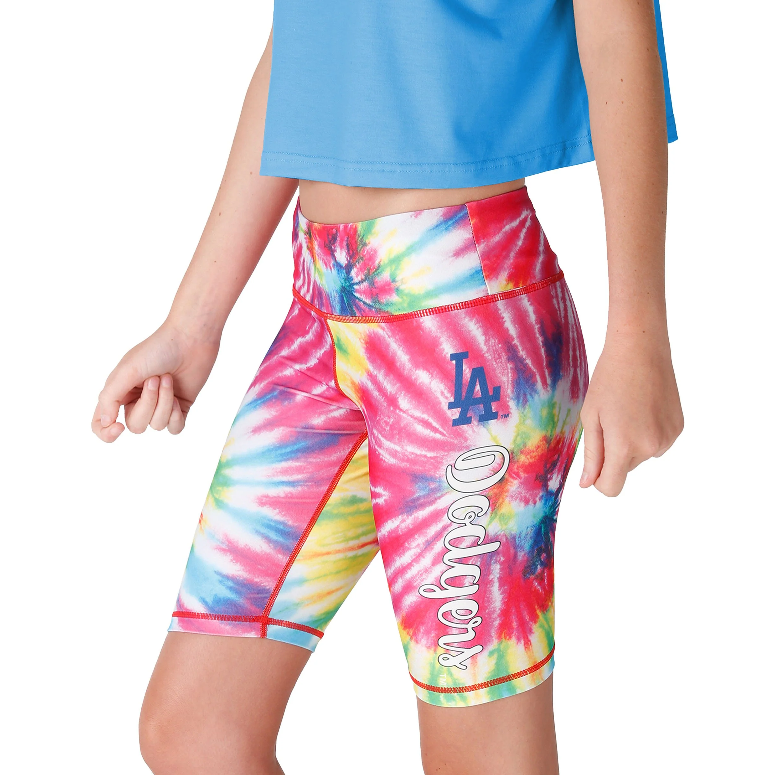 Los Angeles Dodgers MLB Womens Tie-Dye Bike Shorts