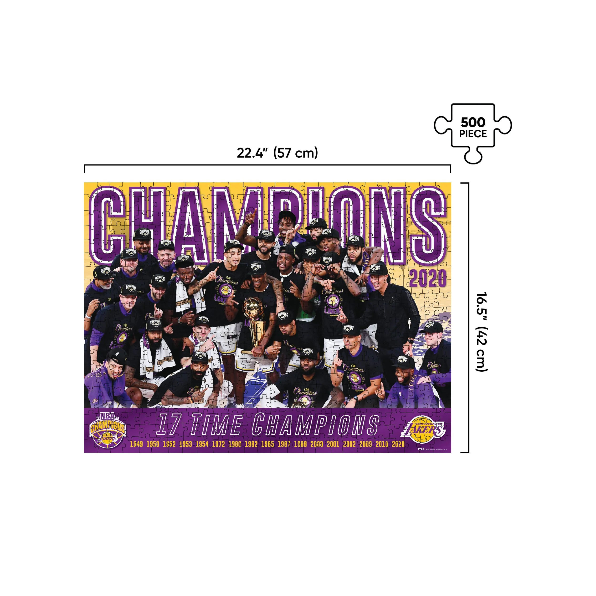 Los Angeles Lakers NBA 2020 NBA Champions Team Celebration 500 Piece Jigsaw Puzzle PZLZ - Image 2