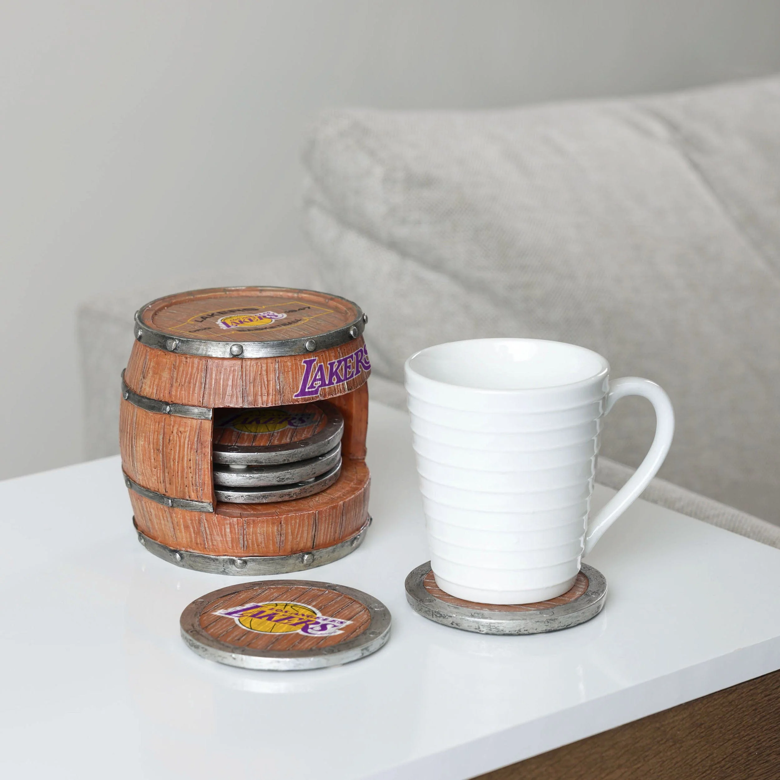 Los Angeles Lakers NBA 5 Pack Barrel Coaster Set - Image 2