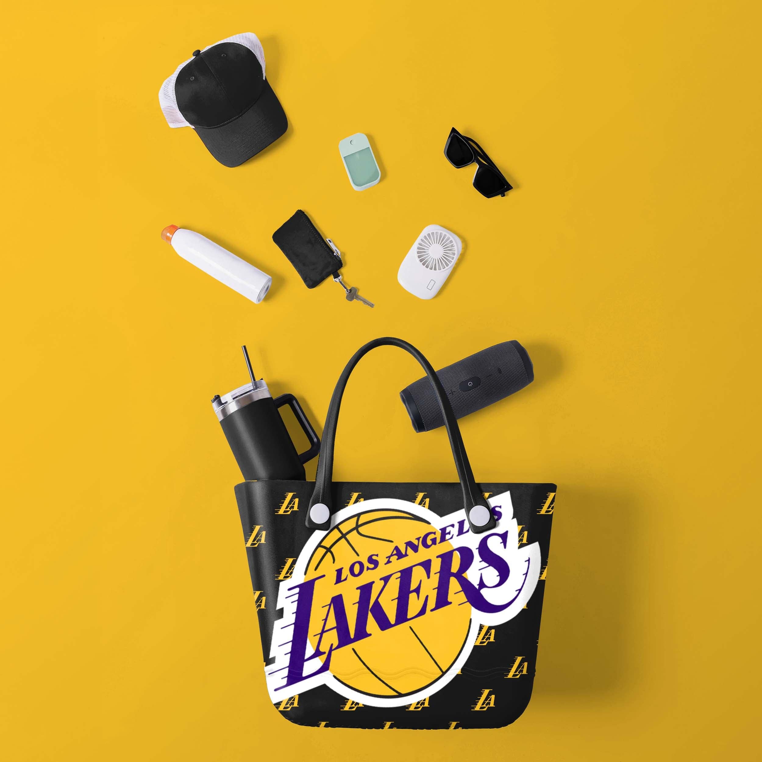 Los Angeles Lakers NBA Big Logo Mini Print Tailgate Tote Bag - Image 2