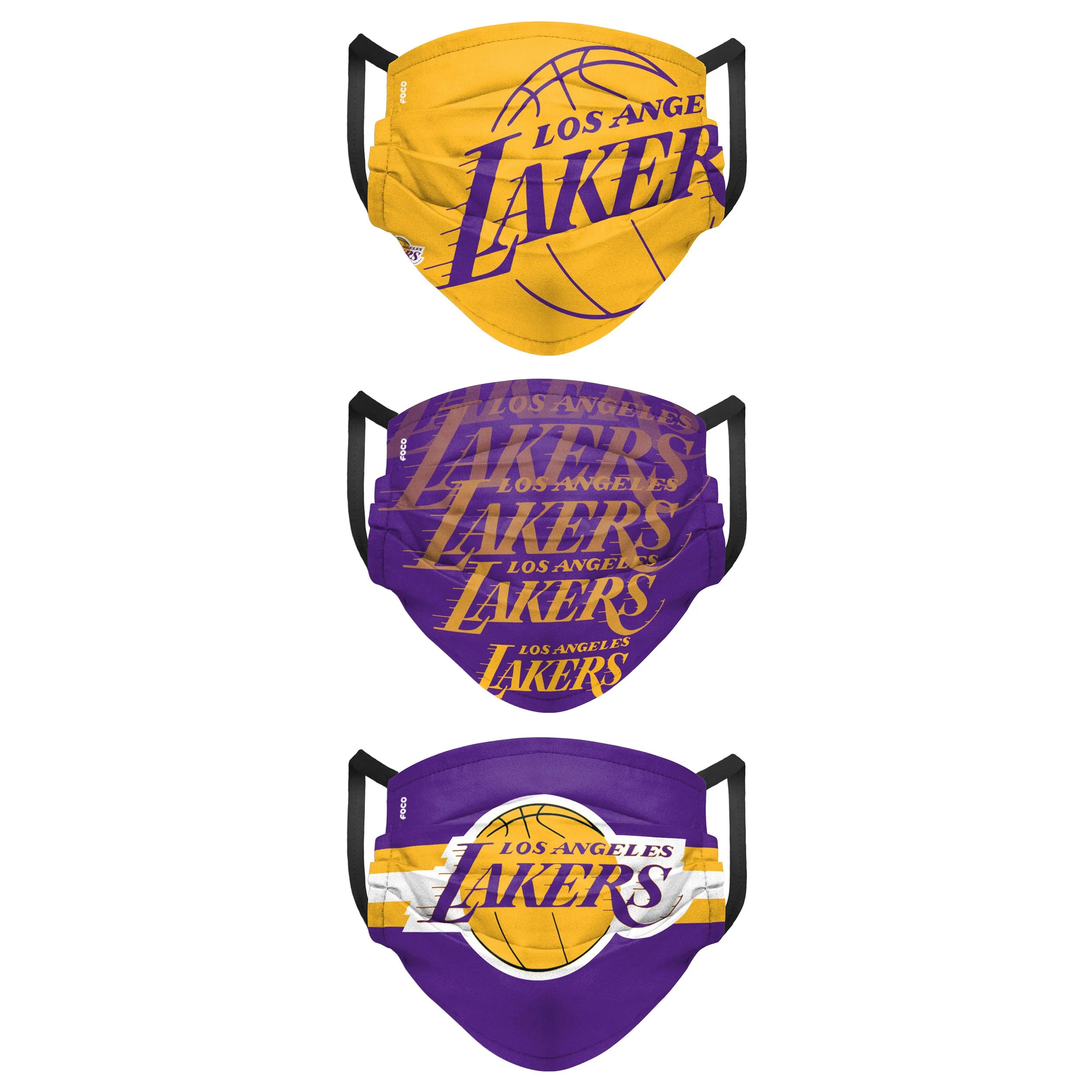 Los Angeles Lakers NBA Mens Matchday 3 Pack Face Cover - Image 2