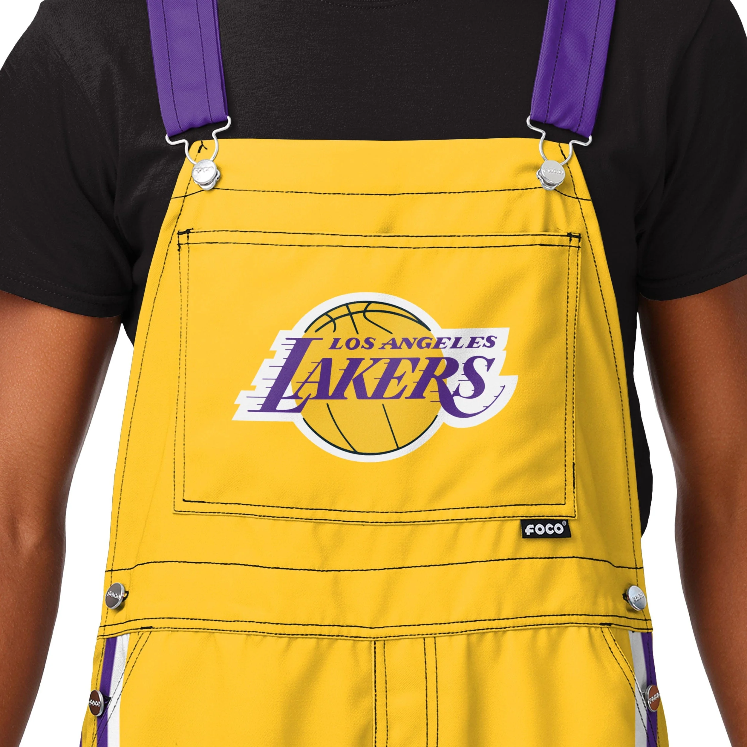 Los Angeles Lakers NBA Mens Team Stripe Bib Overalls - Image 3