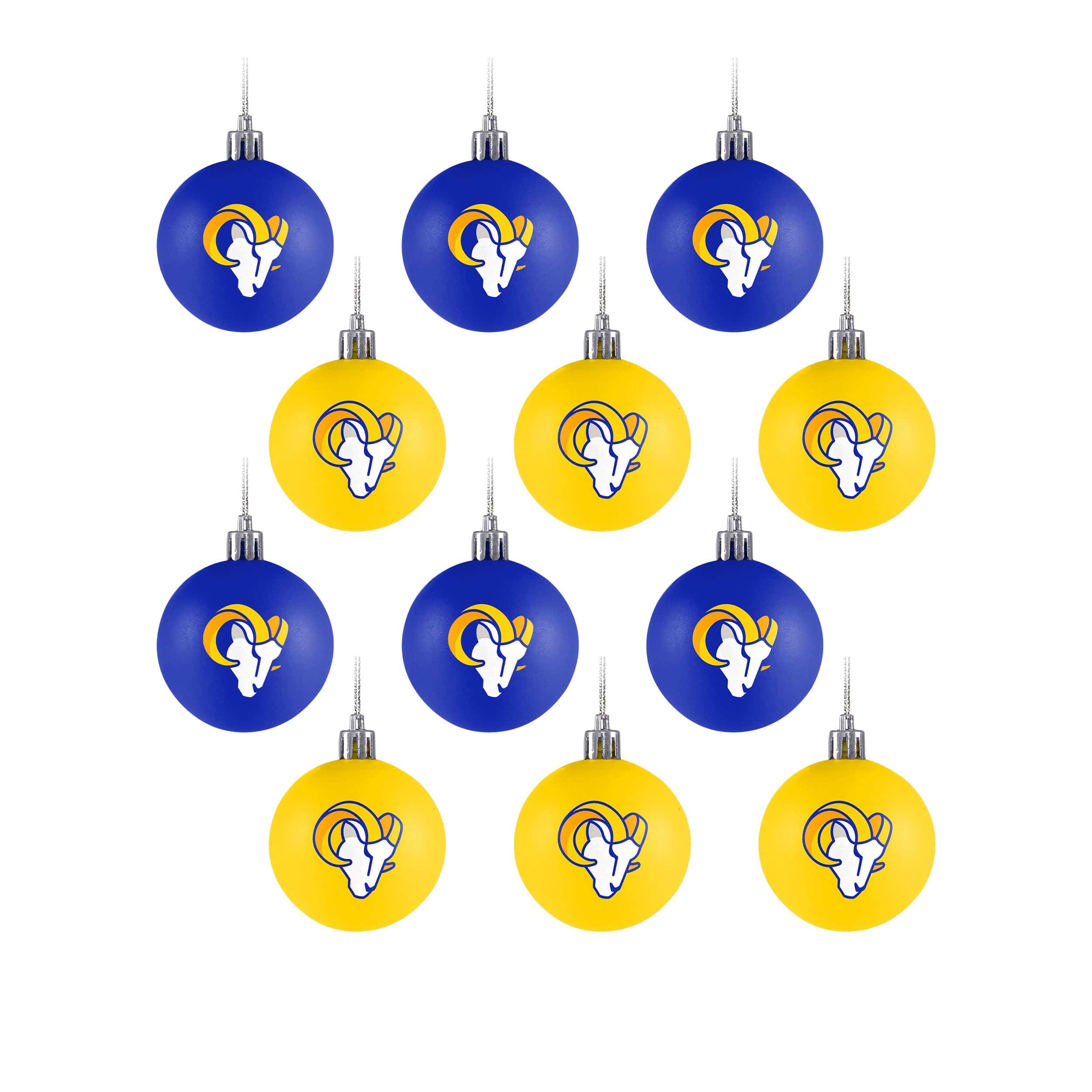 Los Angeles Rams NFL 12 Pack Plastic Ball Ornament Set