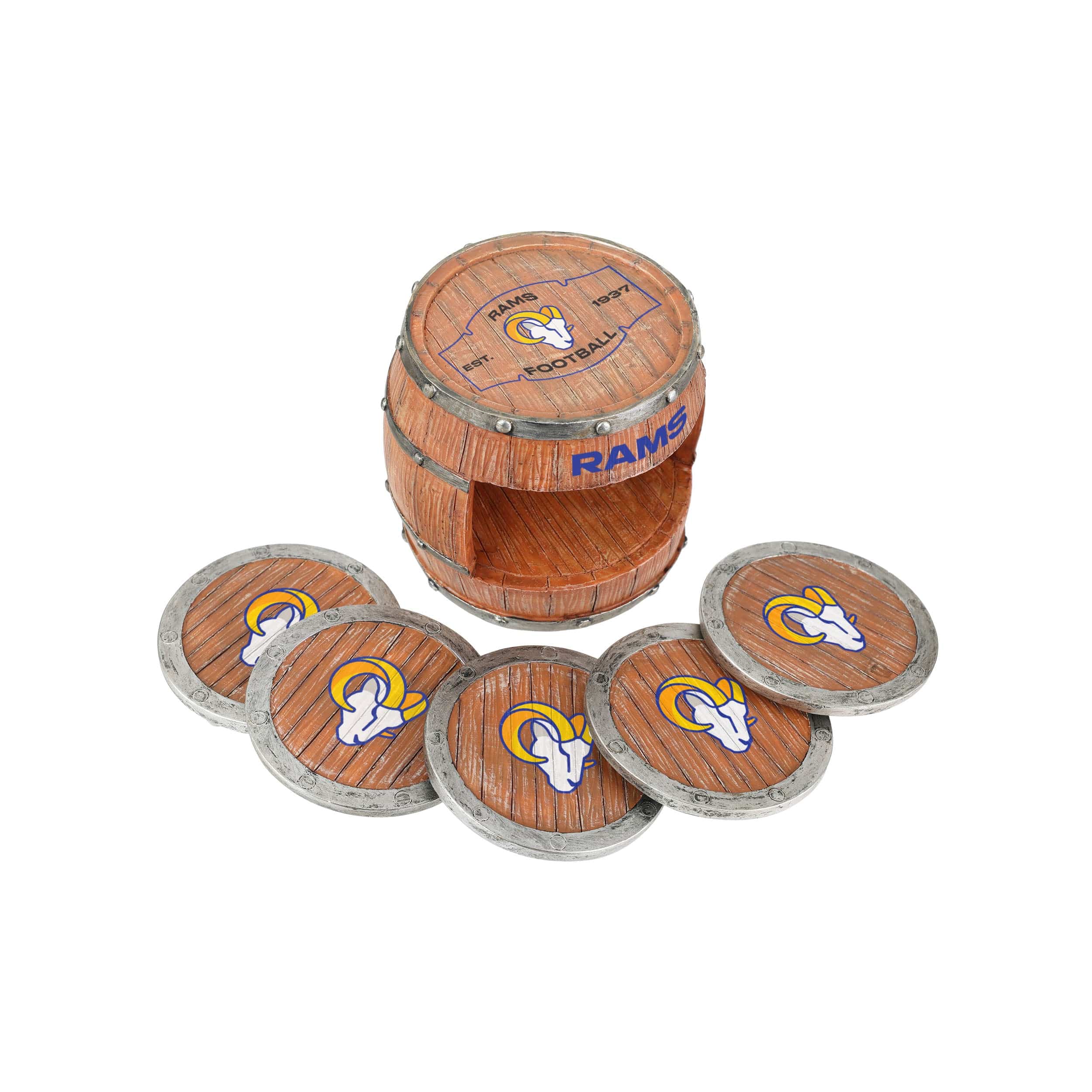Los Angeles Rams NFL 5 Pack Barrel Coaster Set - Image 3