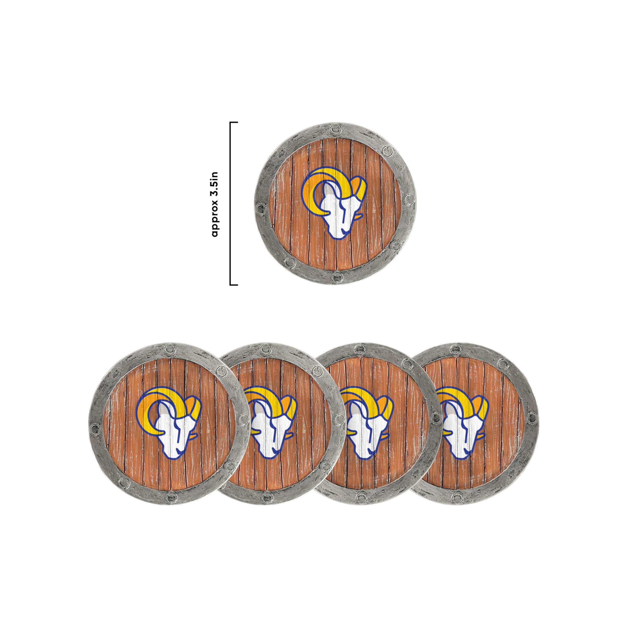 Los Angeles Rams NFL 5 Pack Barrel Coaster Set - Image 5