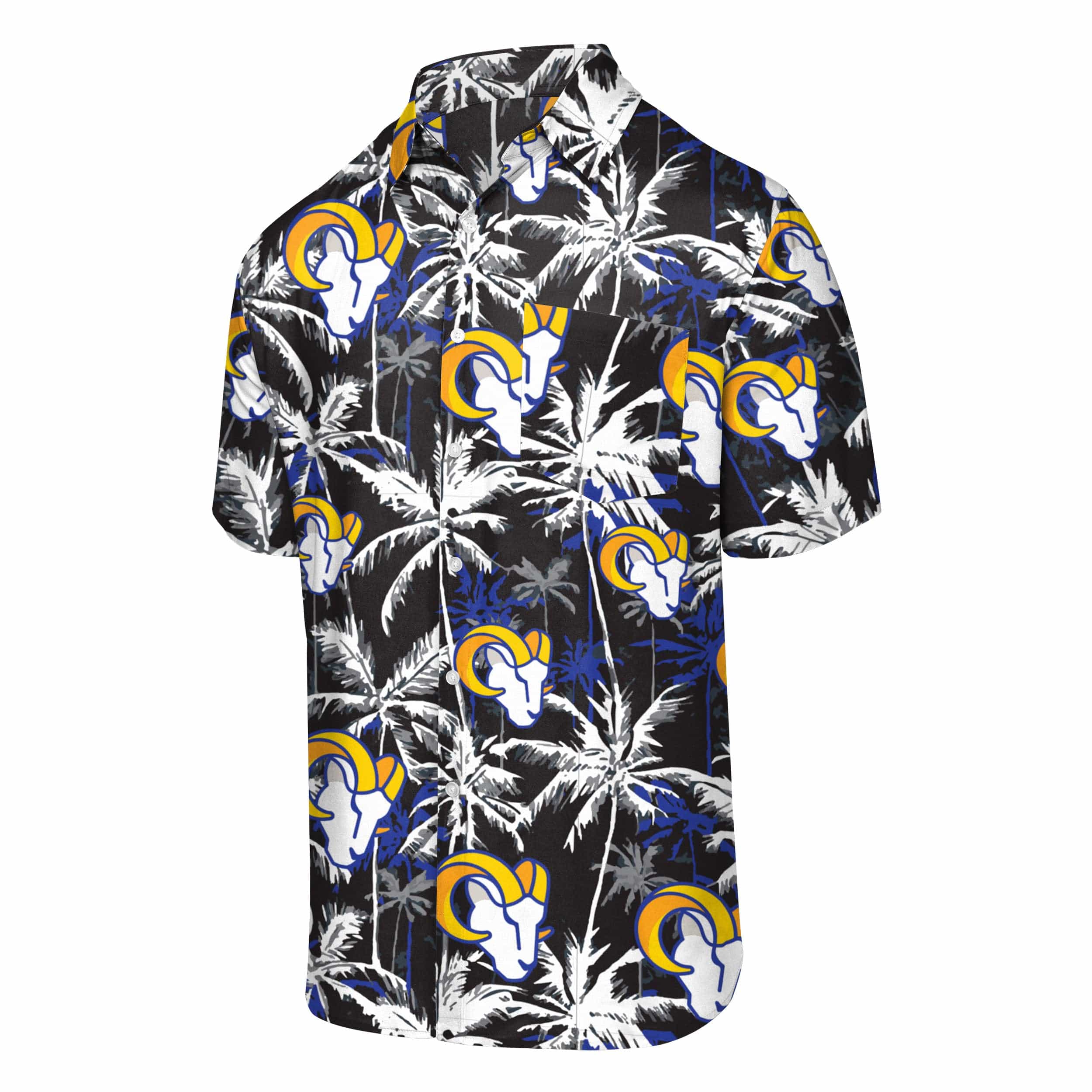 Los Angeles Rams NFL Mens Black Floral Button Up Shirt - Image 4