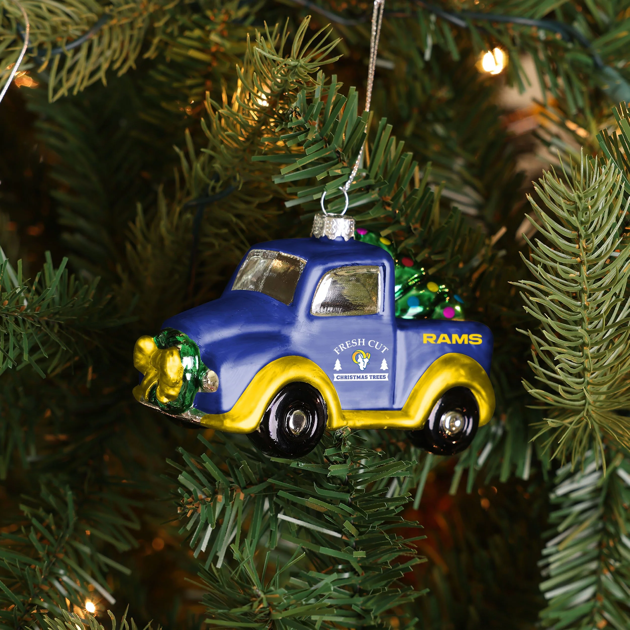 Los Angeles Rams NFL Blown Glass Truck Ornament - Image 3