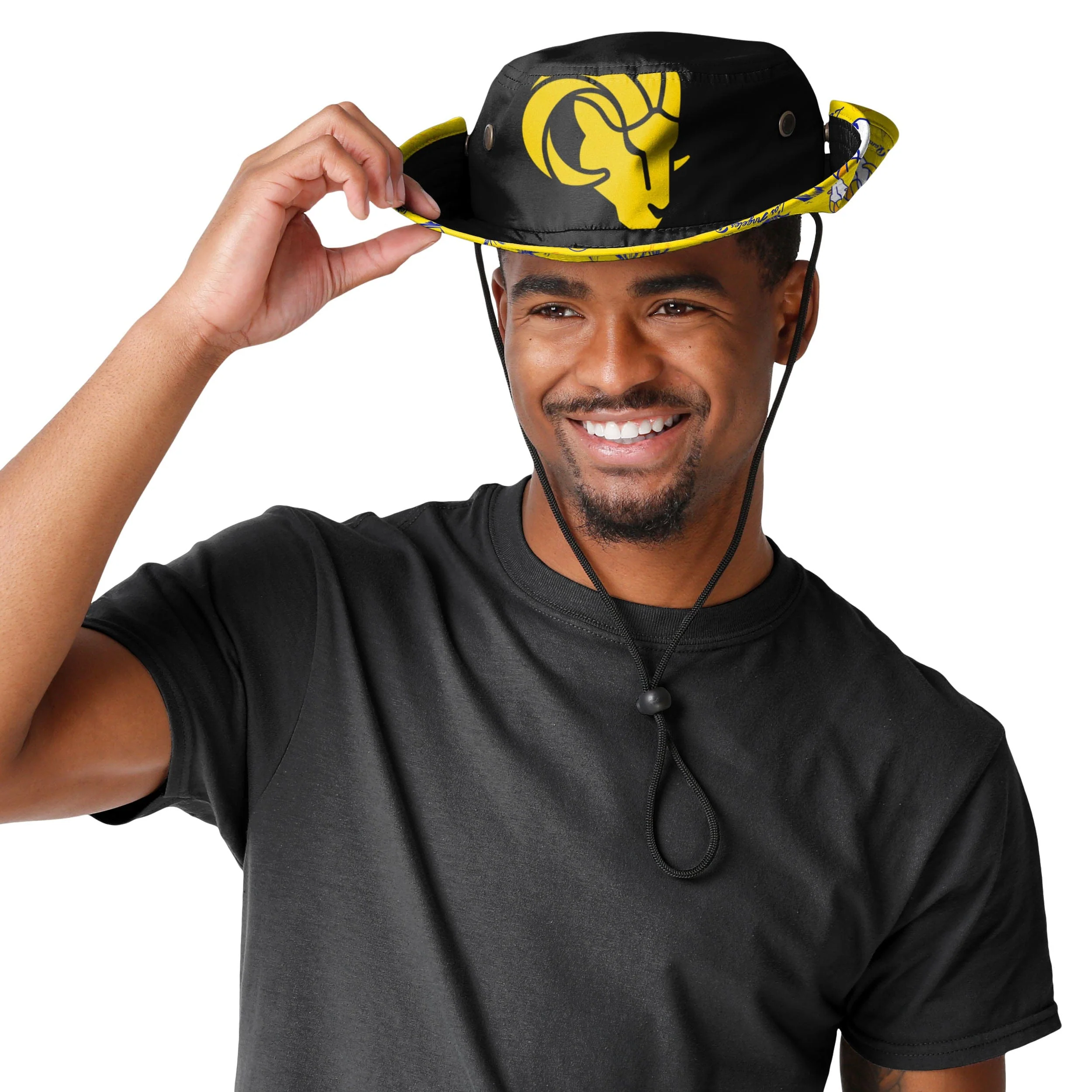 Los Angeles Rams NFL Cropped Big Logo Hybrid Boonie Hat - Image 3