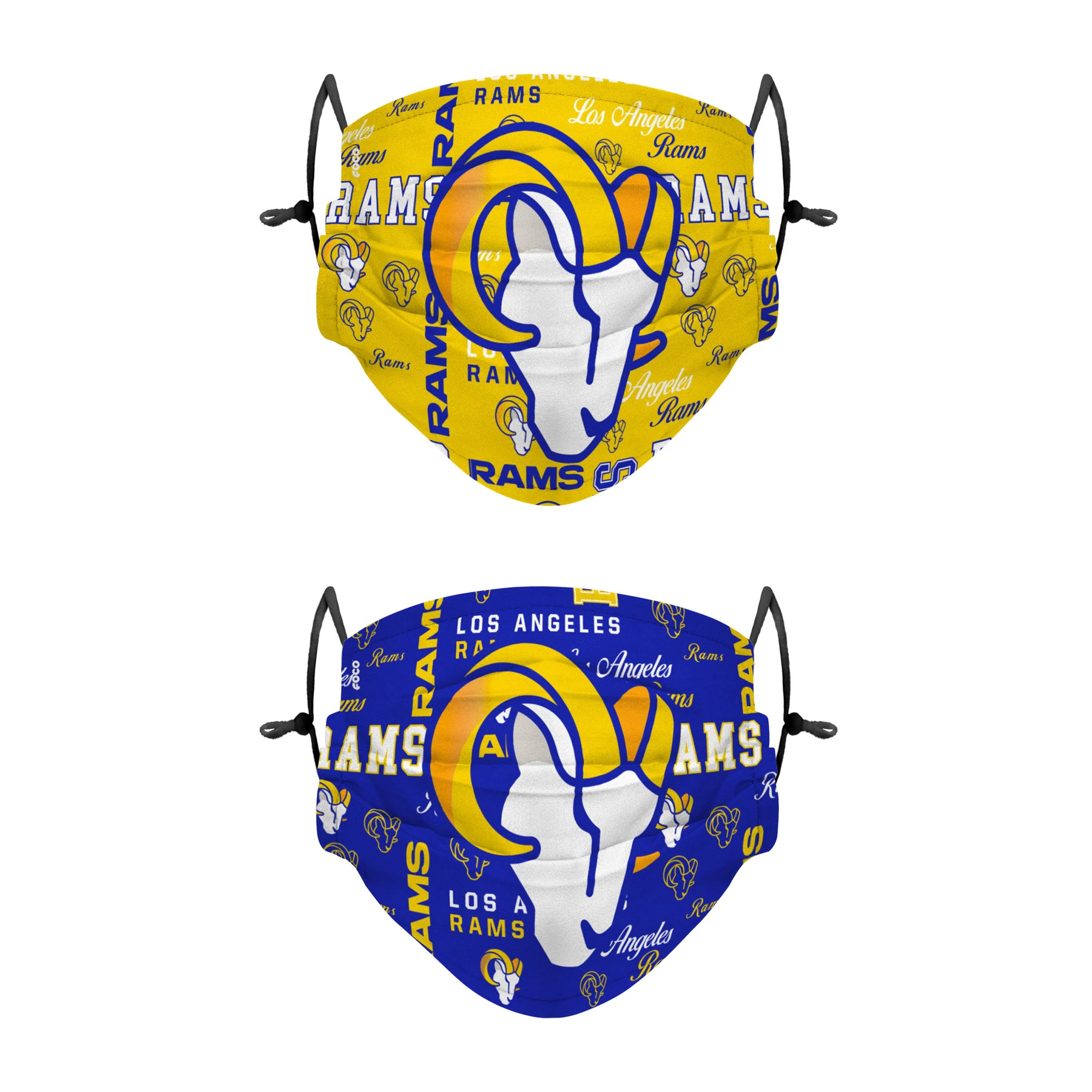 Los Angeles Rams NFL Logo Rush Adjustable 2 Pack Face Cover
