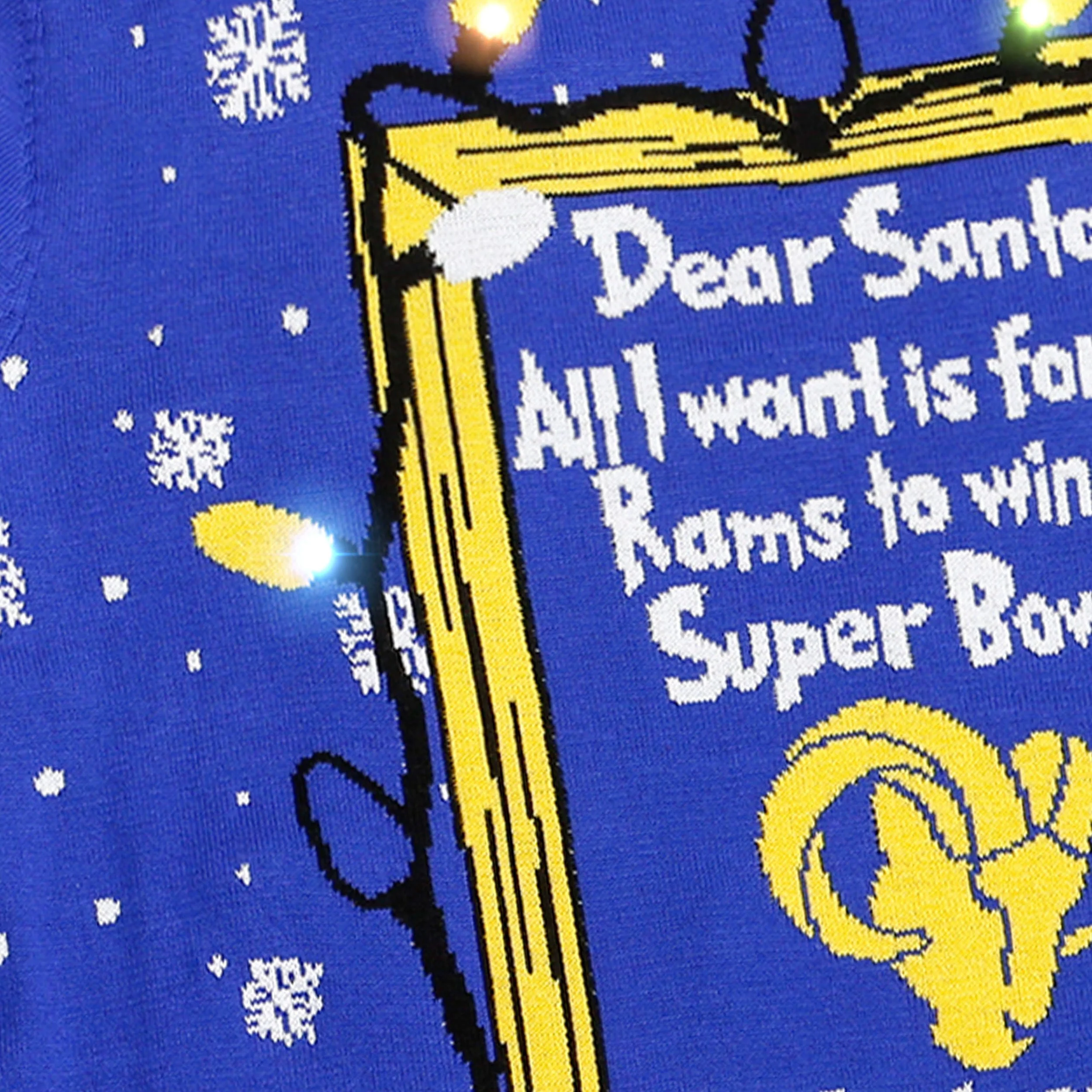 Los Angeles Rams NFL Mens Dear Santa Light Up Sweater - Image 4