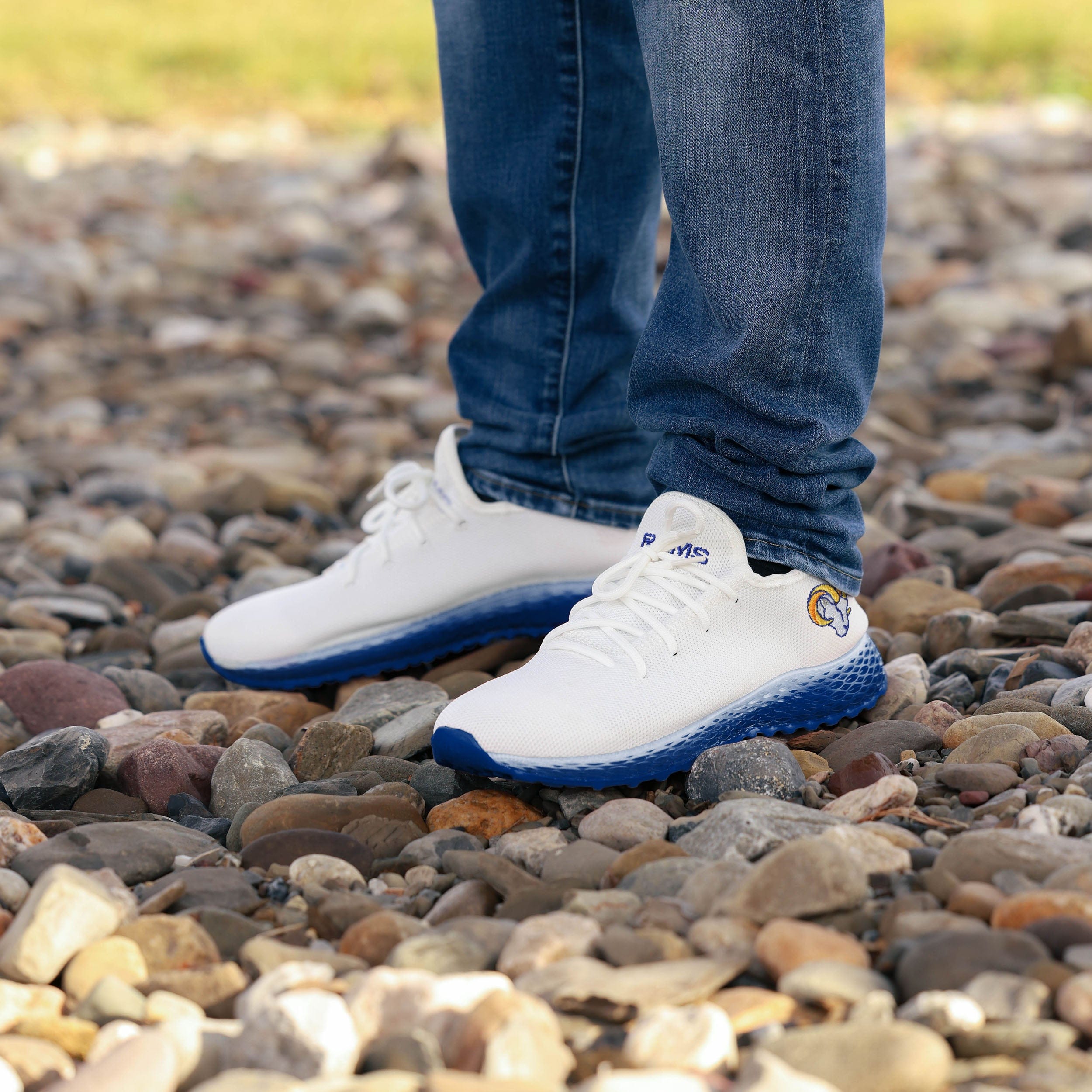 Los Angeles Rams NFL Mens Gradient Midsole White Sneakers - Image 3