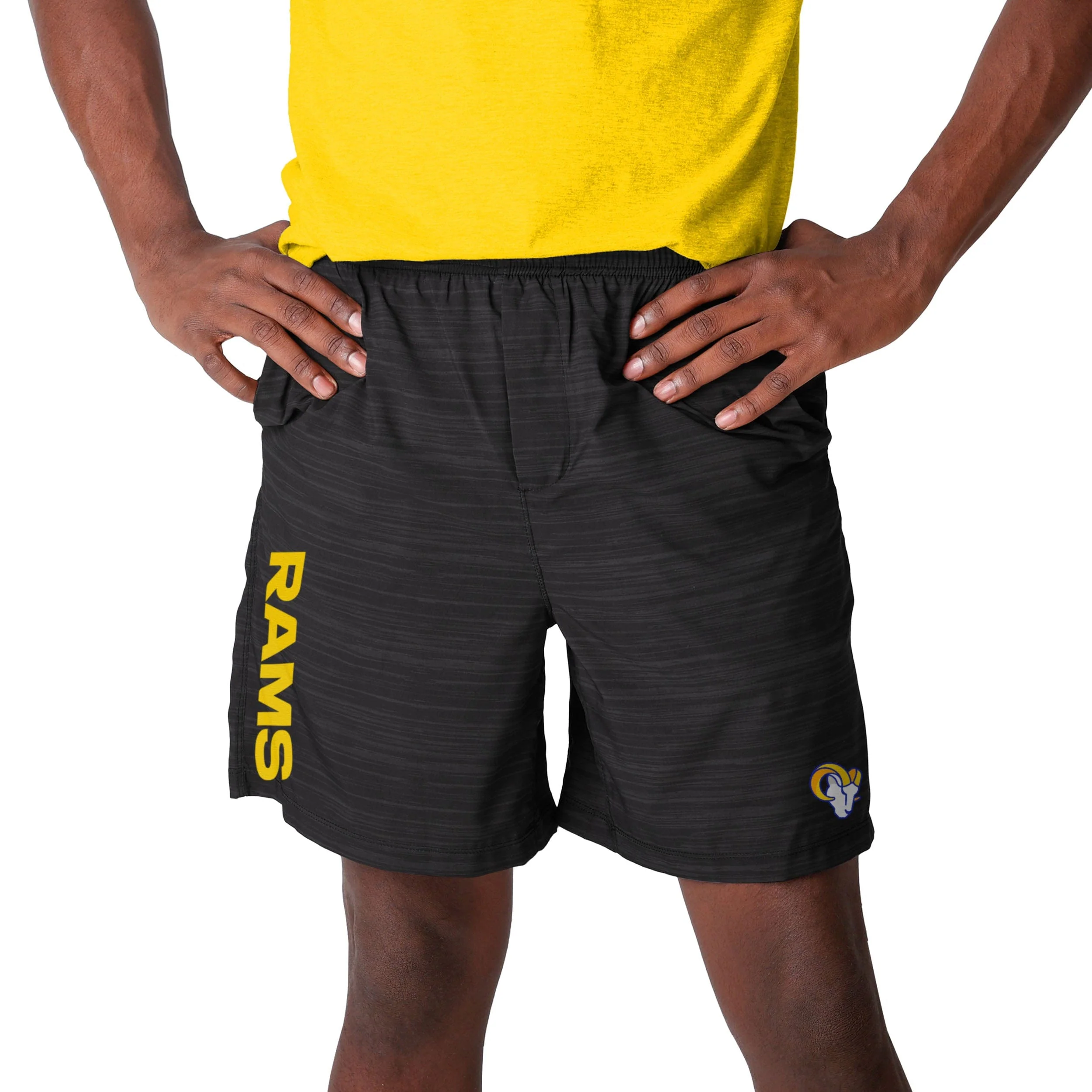 Los Angeles Rams NFL Mens Heathered Black Woven Liner Shorts - Image 2