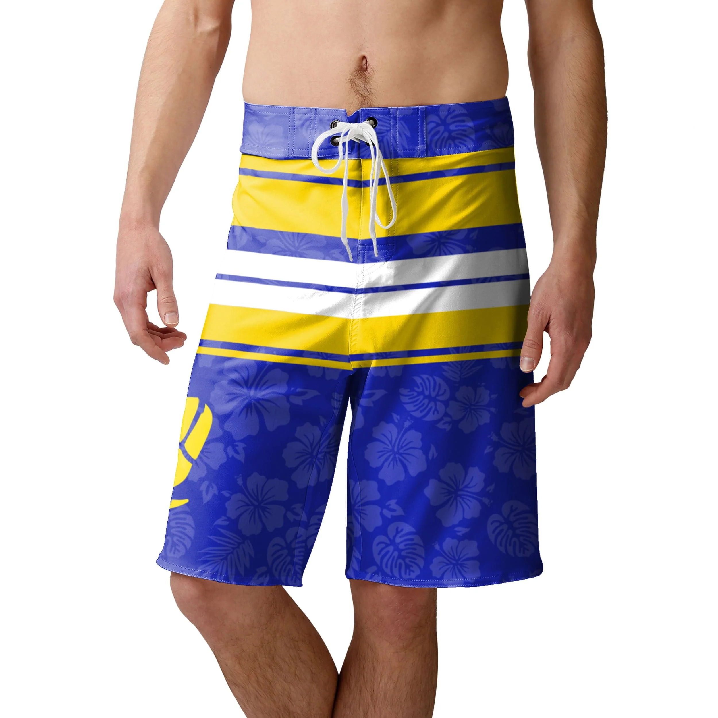 Los Angeles Rams NFL Mens Hibiscus Boardwalk Stripe Boardshorts - Image 2