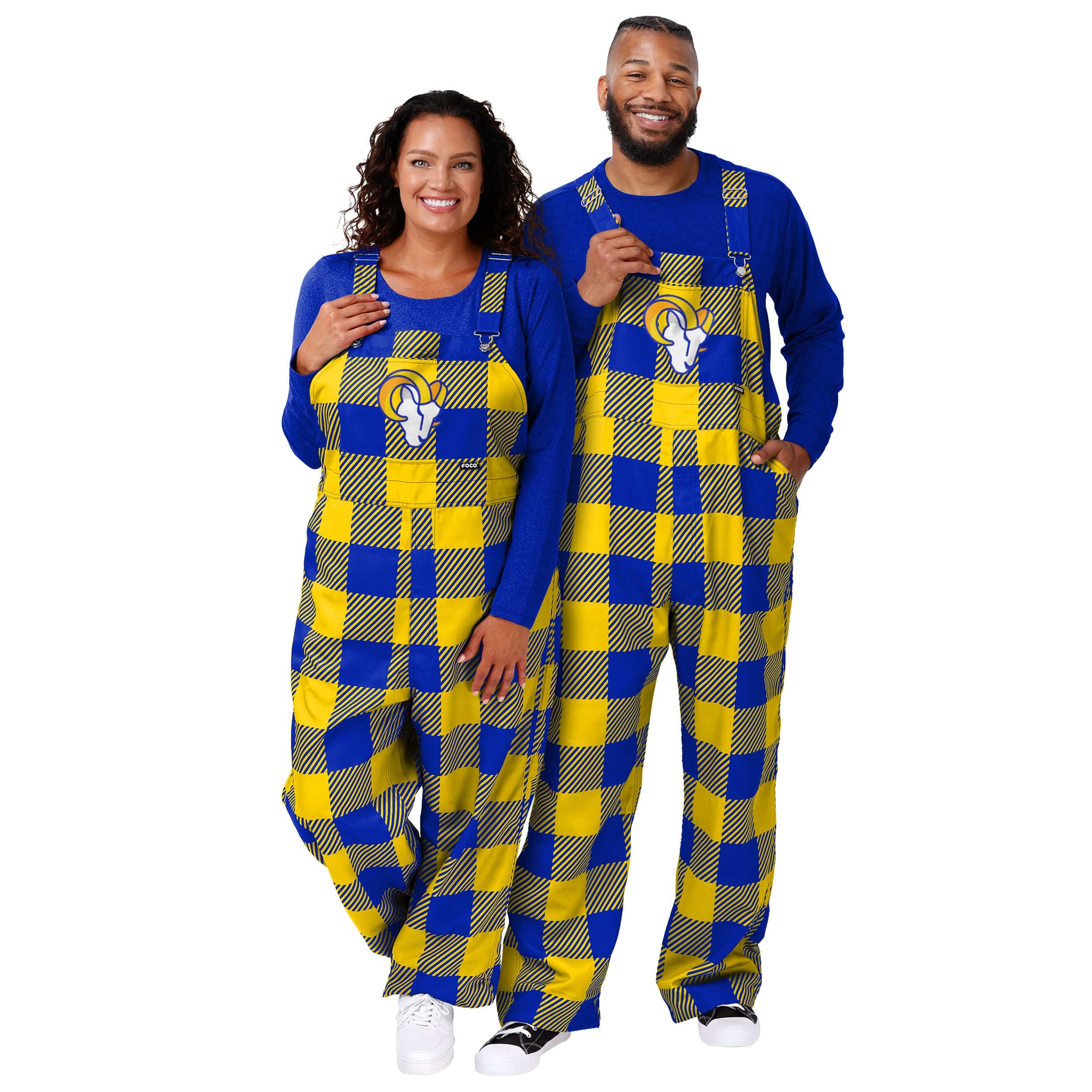 Los Angeles Rams NFL Mens Plaid Bib Overalls - Image 3