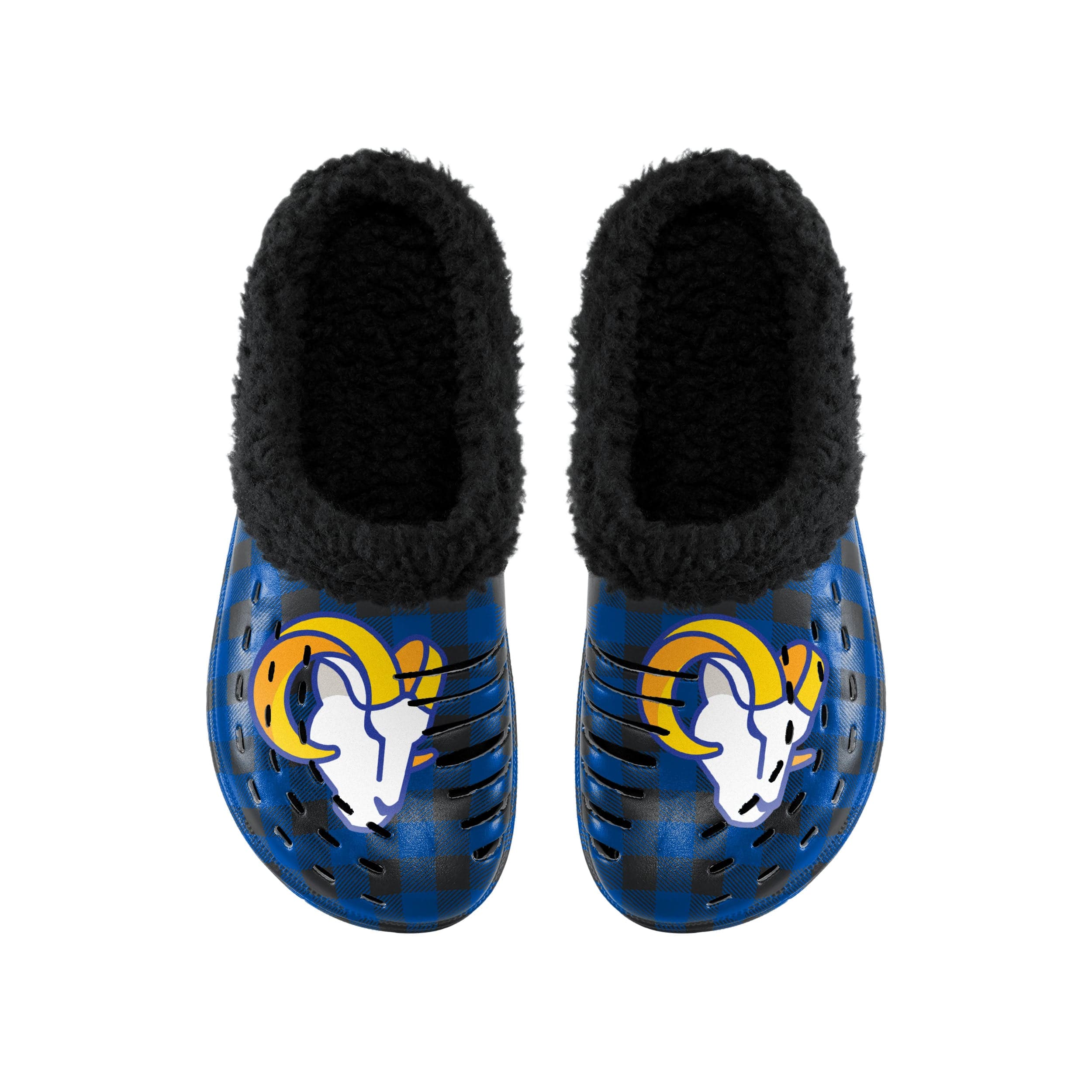 Los Angeles Rams NFL Mens Sherpa Lined Buffalo Check Clog - Image 4