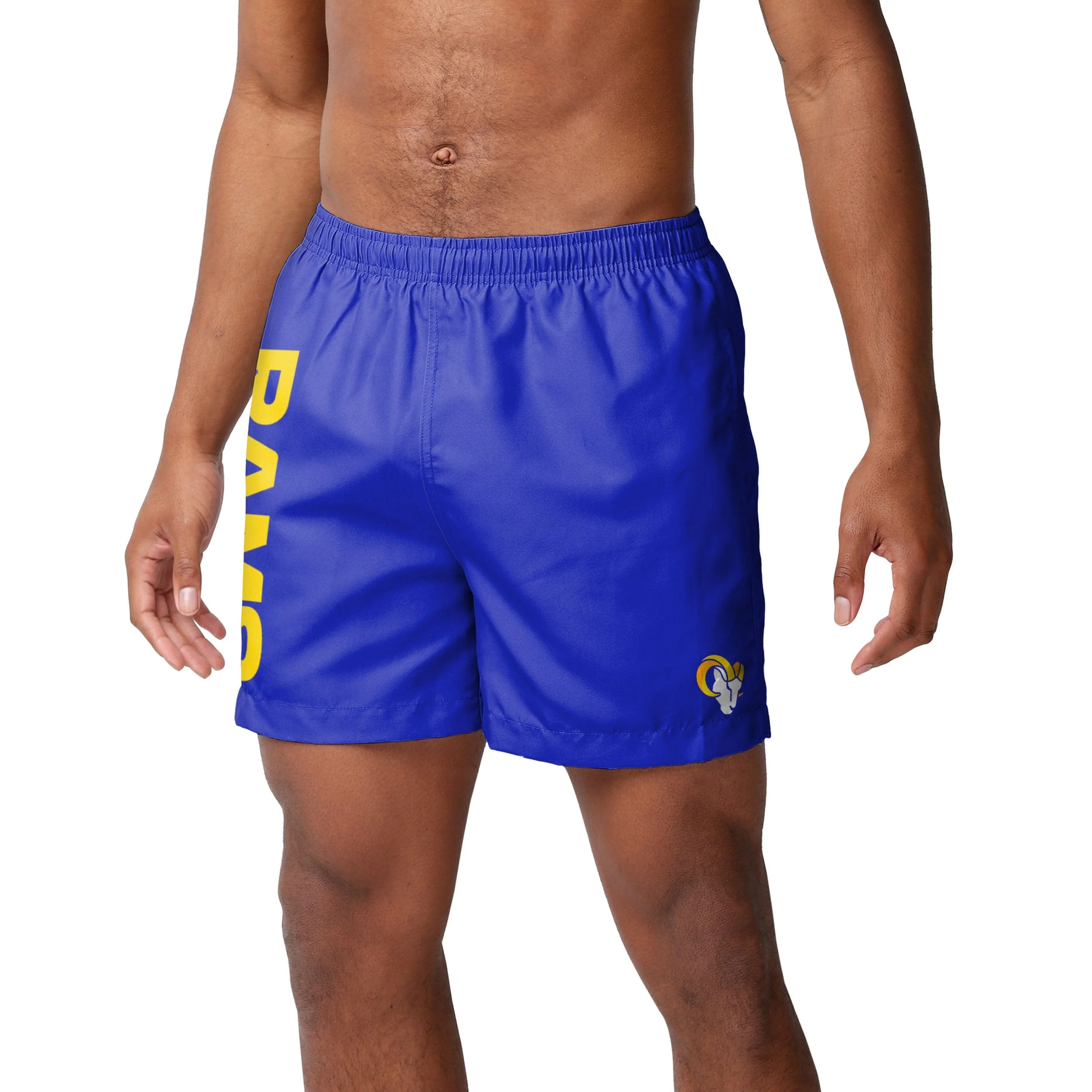 Los Angeles Rams NFL Mens Solid Wordmark 5.5" Swimming Trunks - Image 2