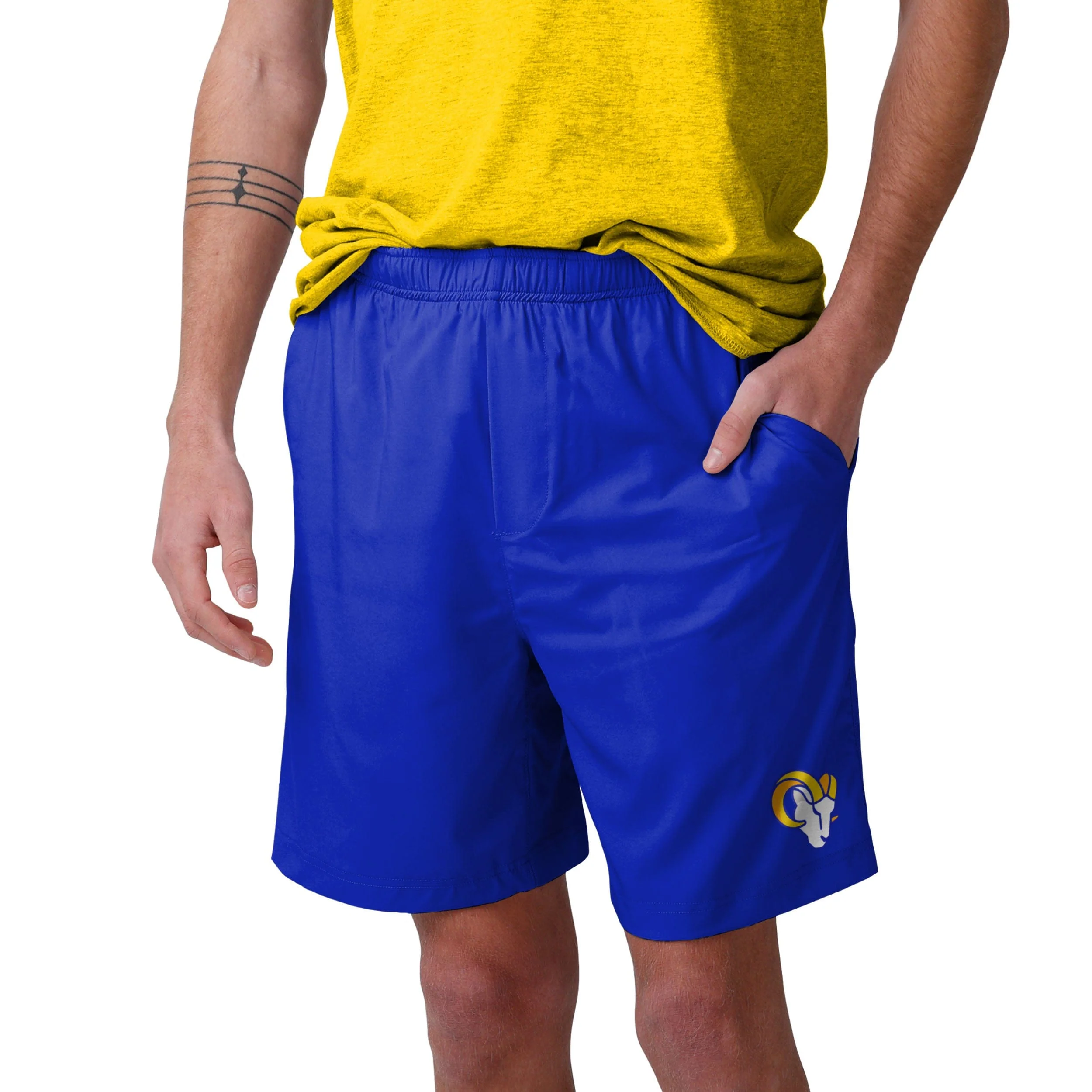 Los Angeles Rams NFL Mens Solid Woven Shorts - Image 2