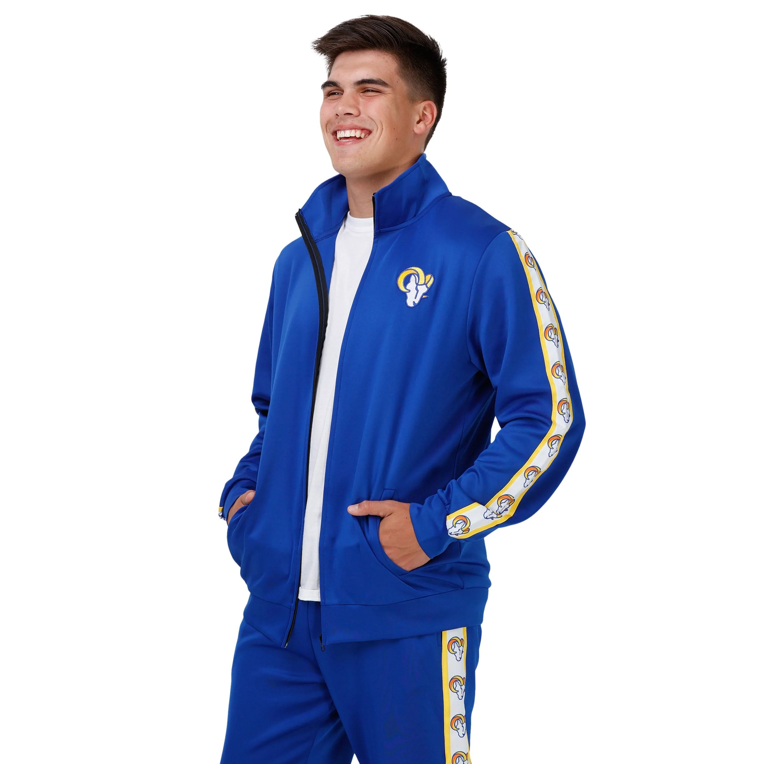 Los Angeles Rams NFL Mens Stripe Logo Track Jacket - Image 5
