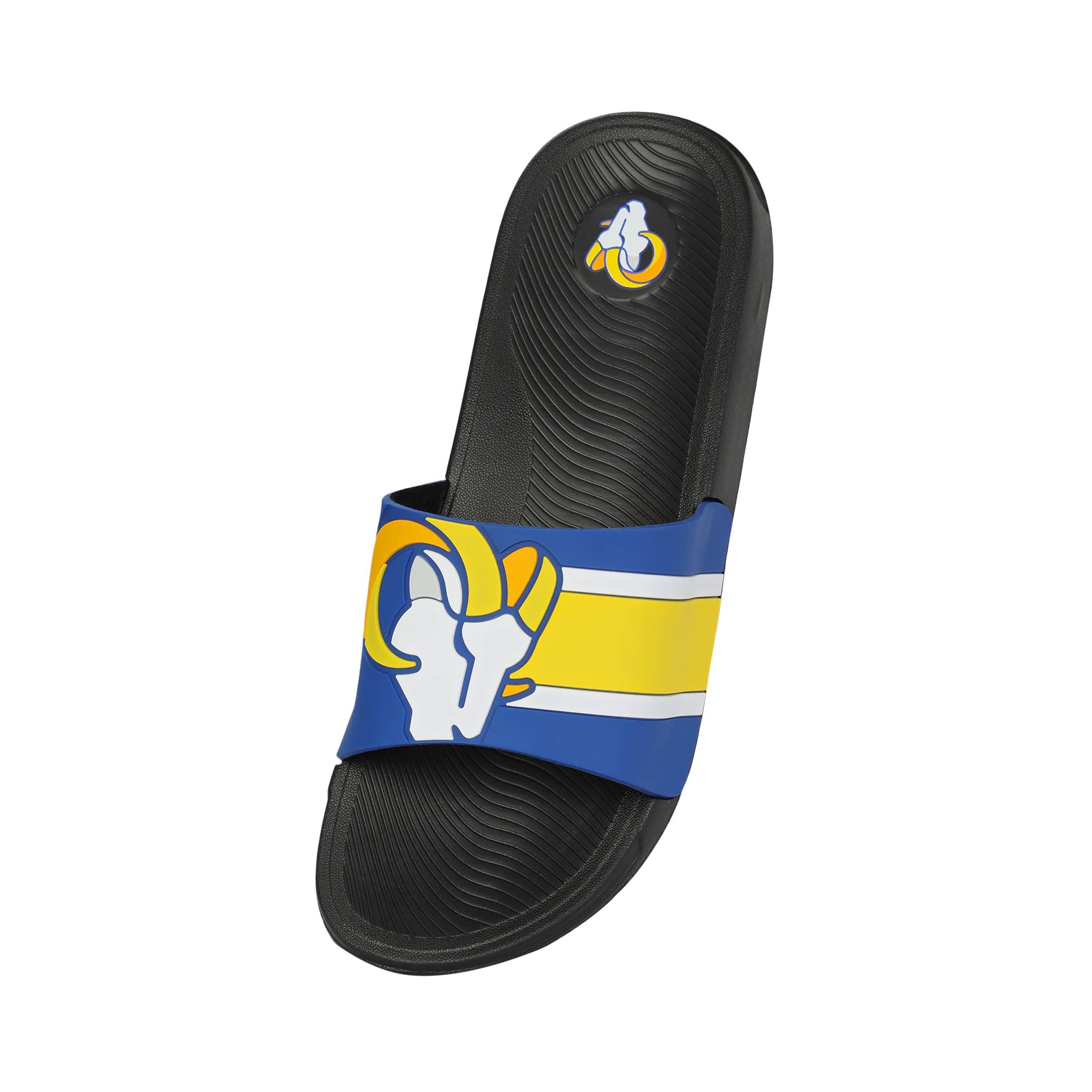 Los Angeles Rams NFL Mens Striped Big Logo Raised Slide - Image 3