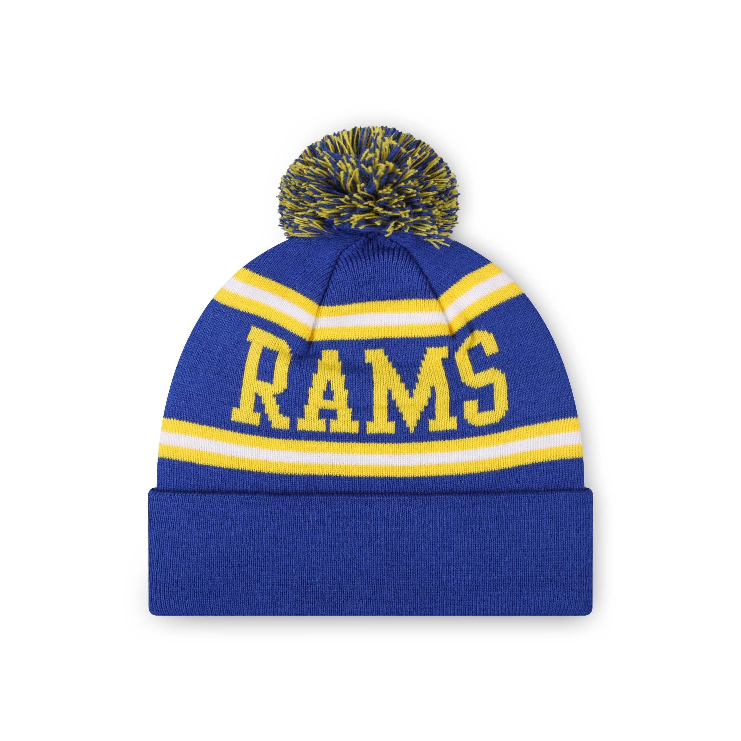 Los Angeles Rams NFL Montego Primary Logo Stripe Pom Beanie - Image 2