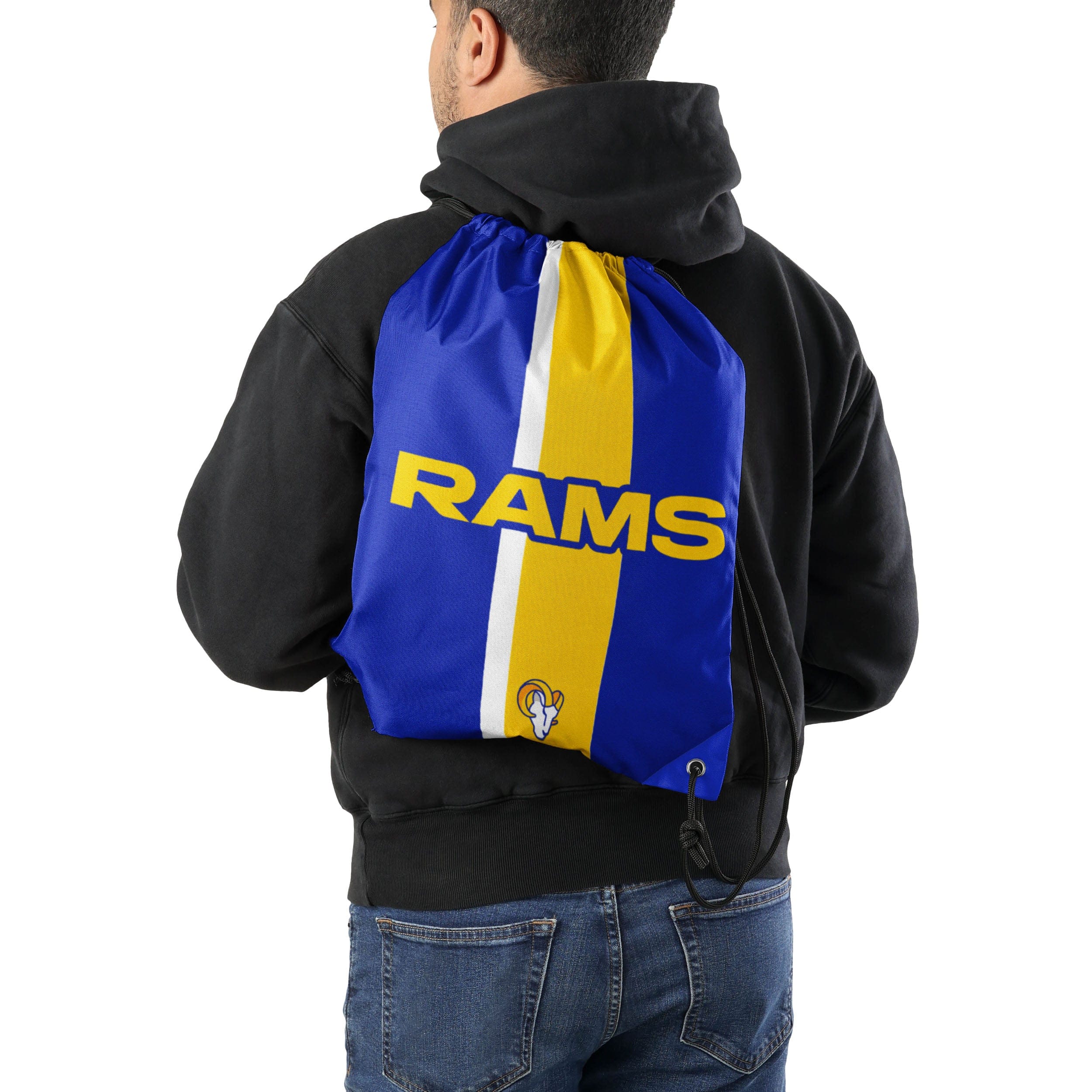Los Angeles Rams NFL Team Stripe Wordmark Drawstring Backpack - Image 2