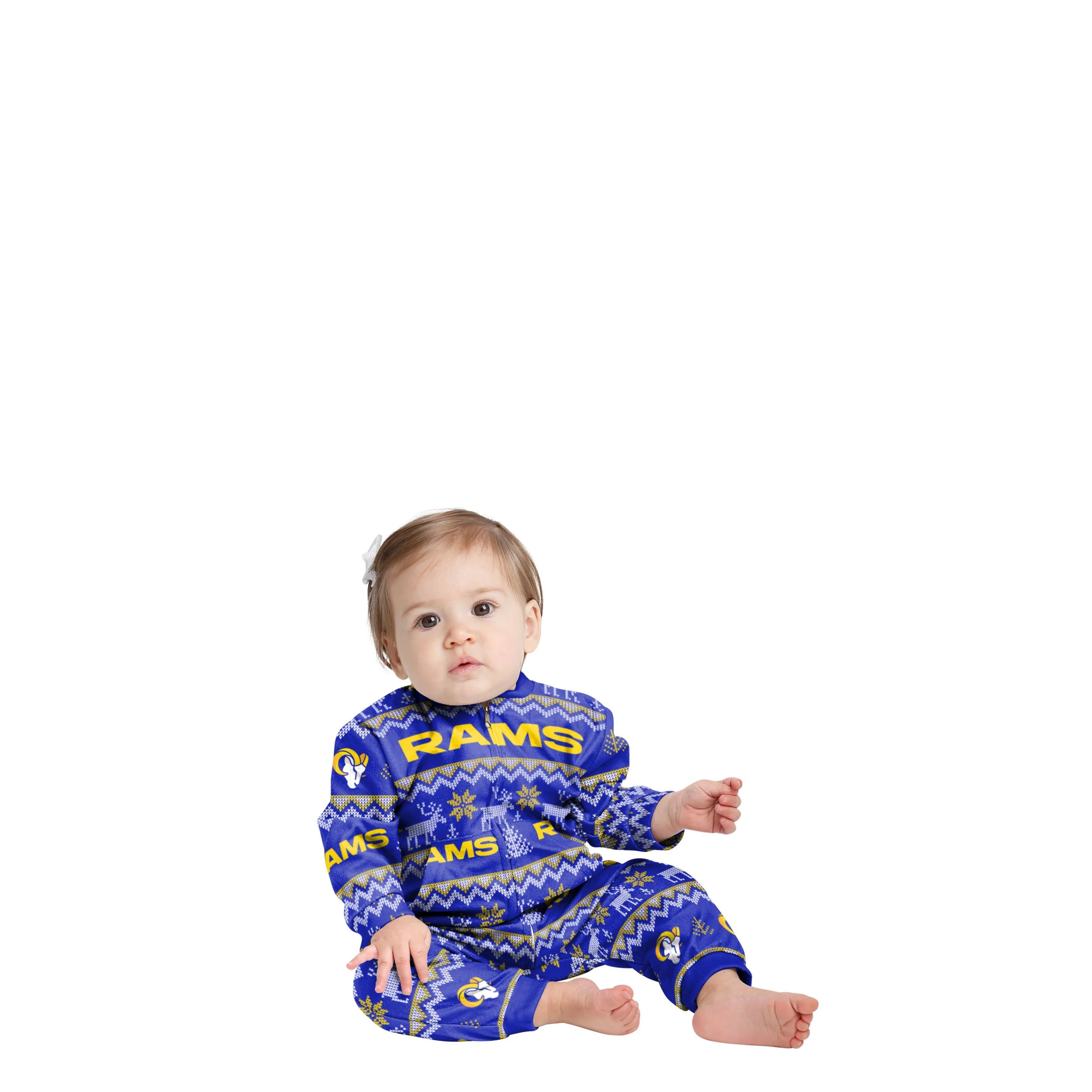 Los Angeles Rams NFL Ugly Pattern Family Holiday Pajamas - Image 2