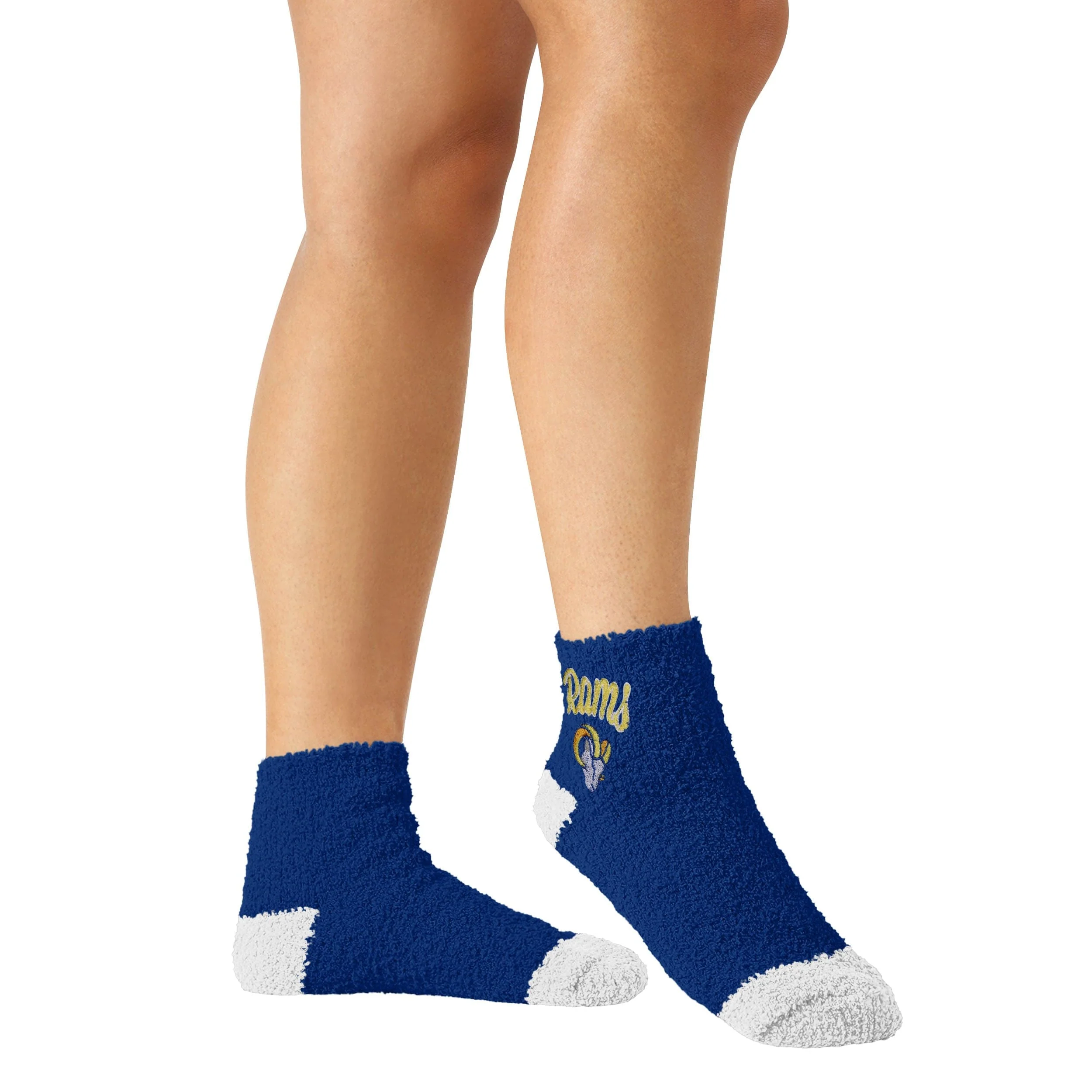 Los Angeles Rams NFL Womens 2 Pack Script Logo Fuzzy Ankle Socks - Image 3