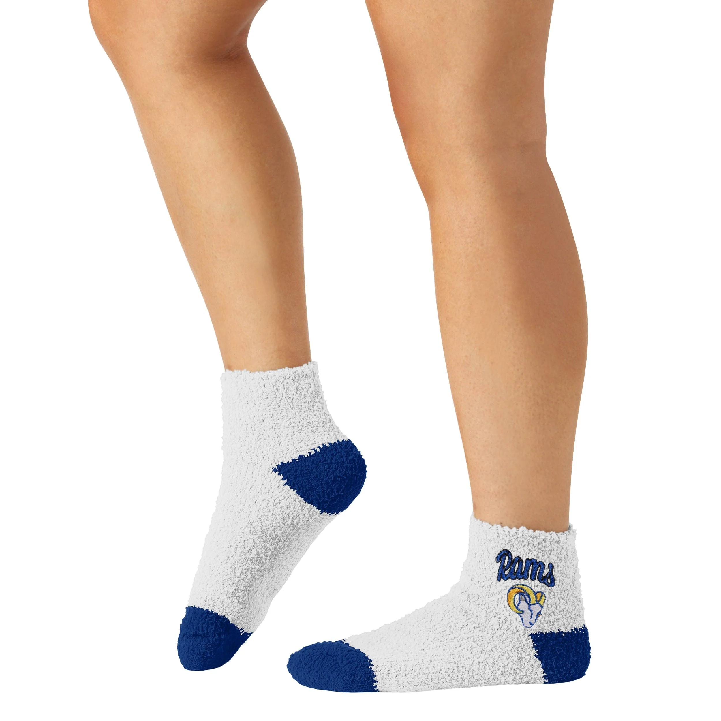 Los Angeles Rams NFL Womens 2 Pack Script Logo Fuzzy Ankle Socks - Image 4
