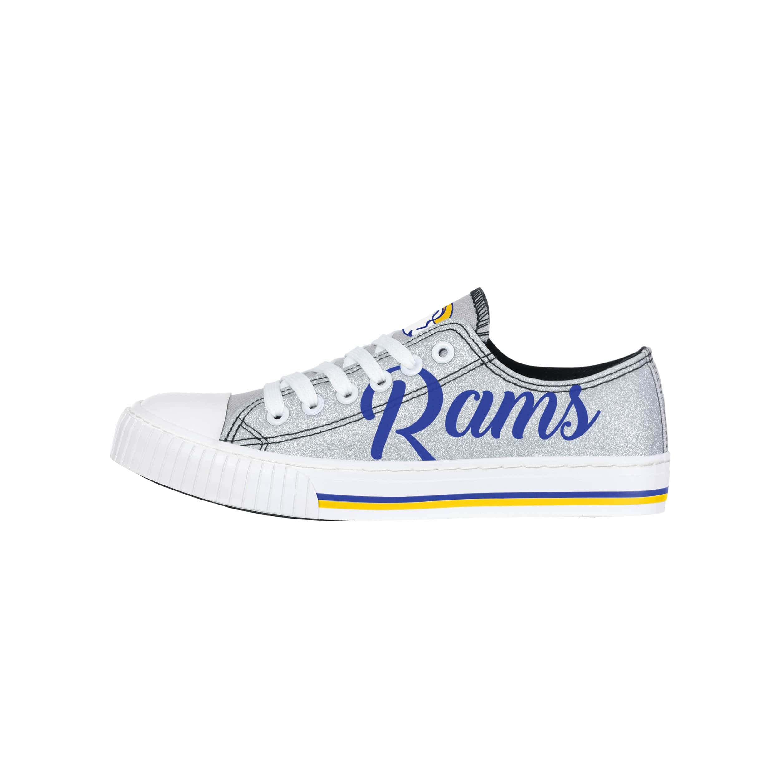 Los Angeles Rams NFL Womens Color Glitter Low Top Canvas Shoes - Image 2