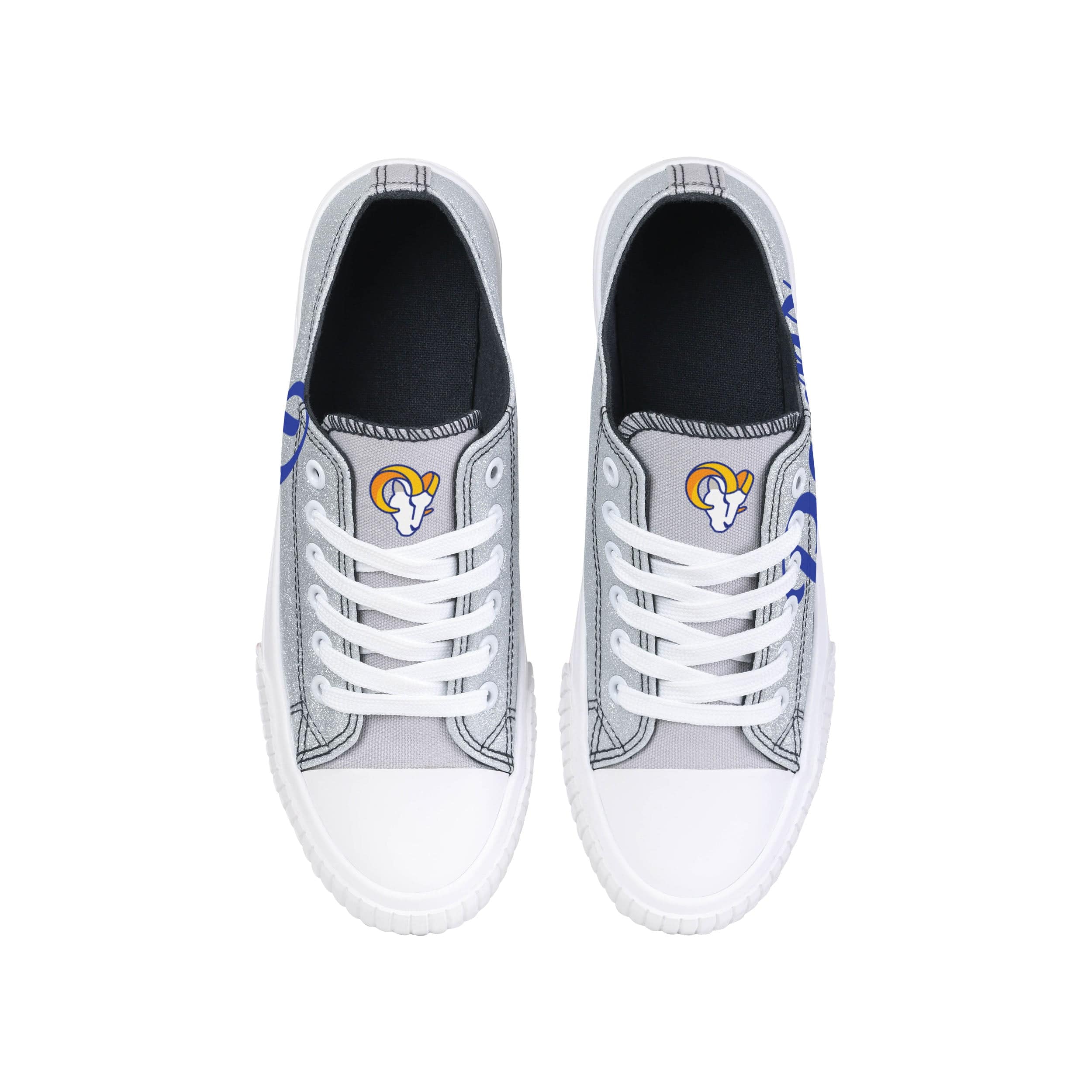 Los Angeles Rams NFL Womens Color Glitter Low Top Canvas Shoes - Image 4