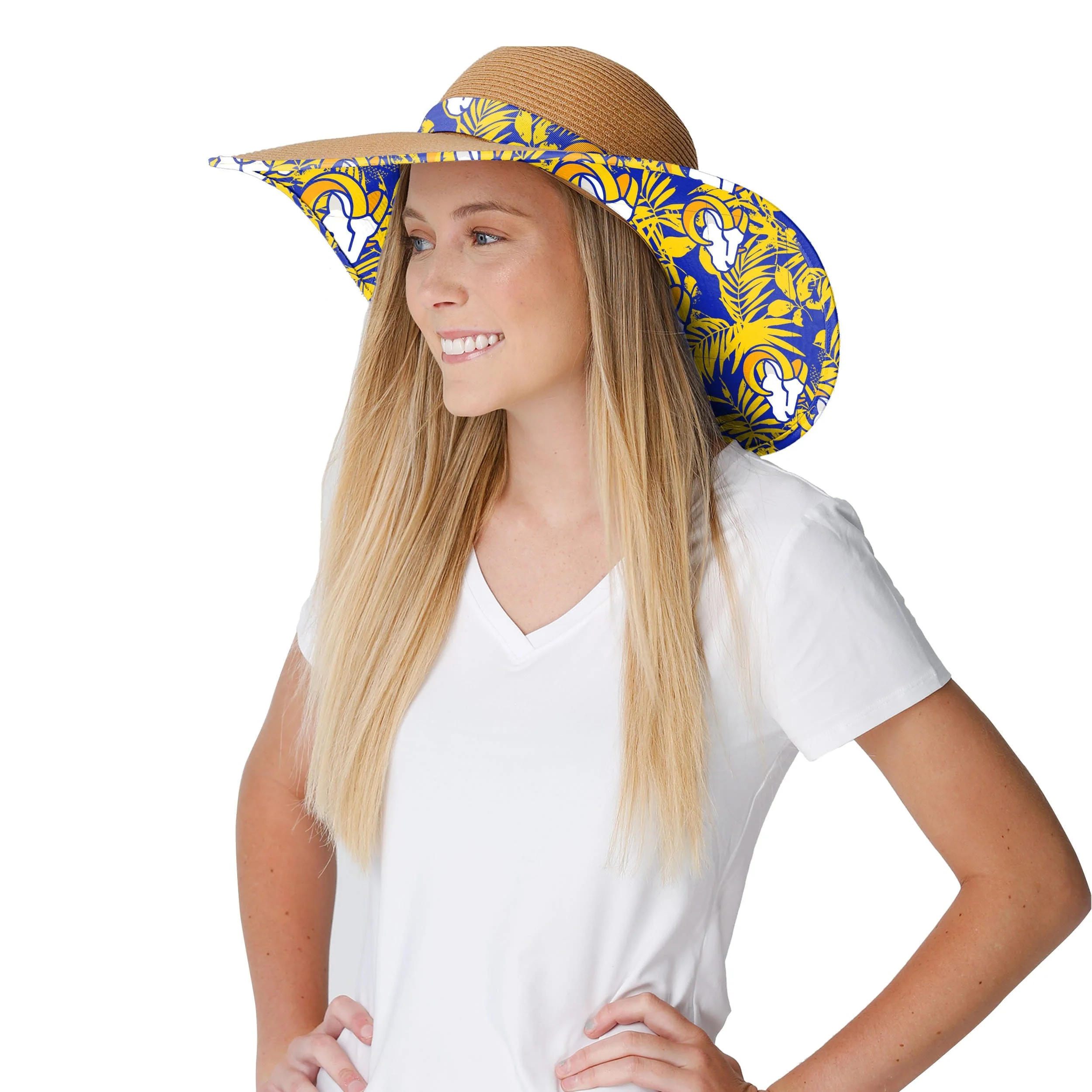 Los Angeles Rams NFL Womens Floral Straw Hat - Image 3