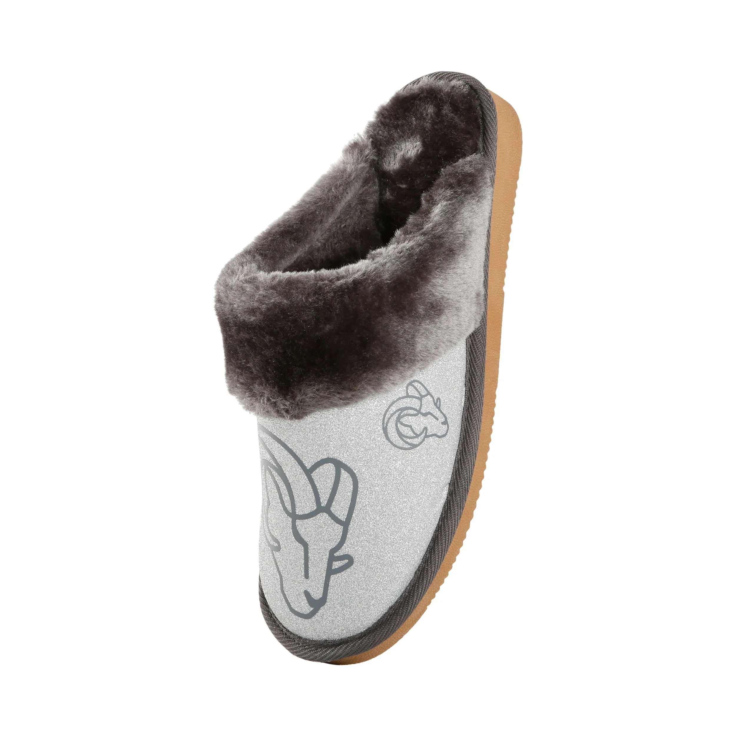 Los Angeles Rams NFL Womens Glitter Open Back Fur Moccasin Slippers - Image 3