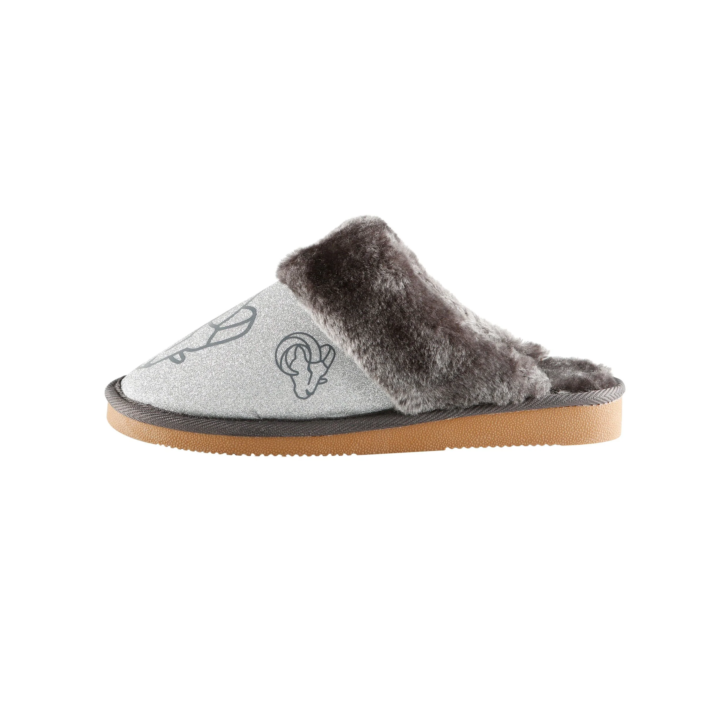 Los Angeles Rams NFL Womens Glitter Open Back Fur Moccasin Slippers - Image 4