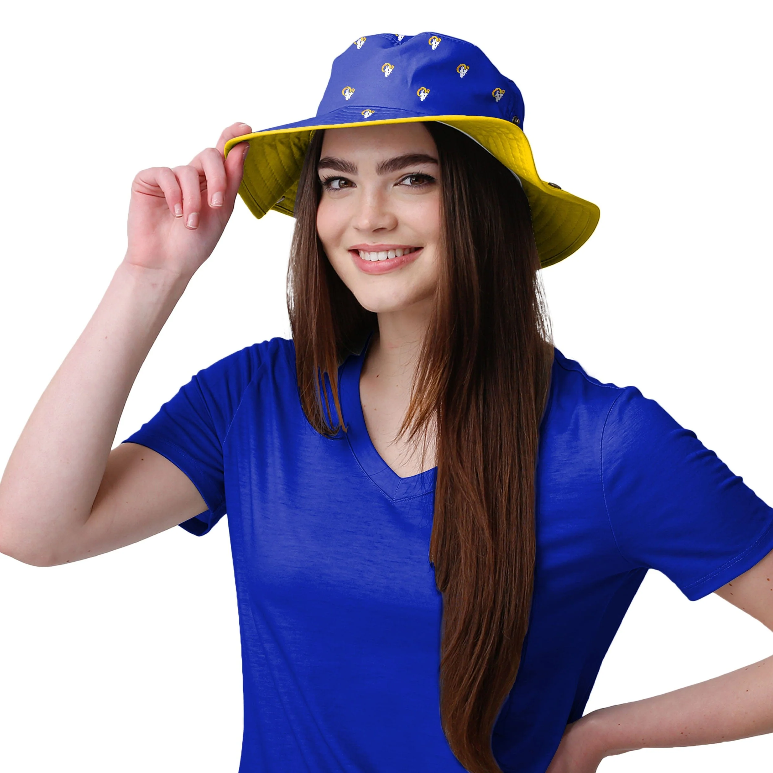 Los Angeles Rams NFL Womens Mini Print Hybrid Boonie Hat - Image 2