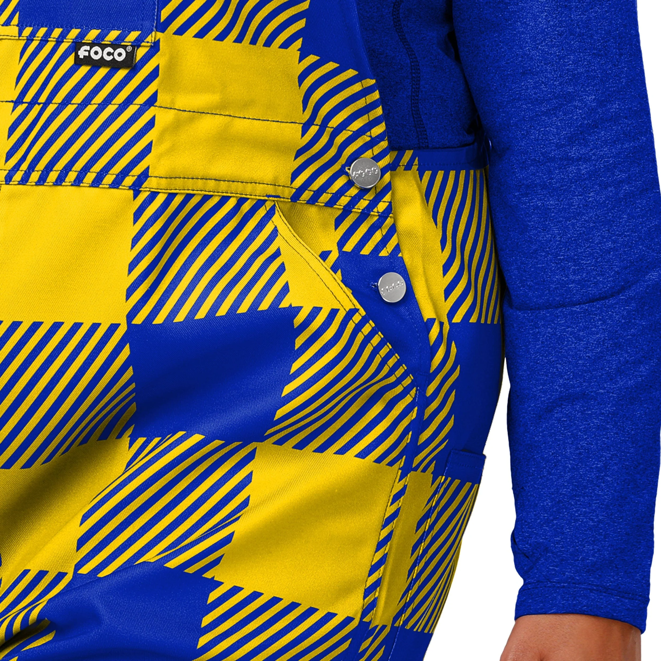 Los Angeles Rams NFL Womens Plaid Bib Overalls - Image 5
