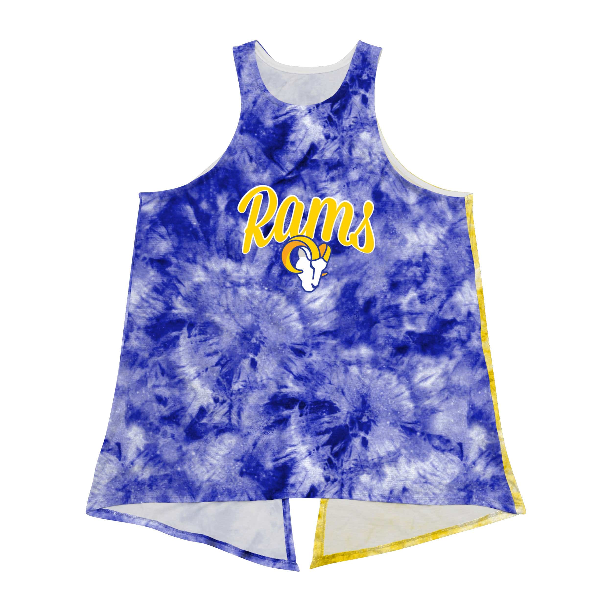 Los Angeles Rams NFL Womens Script Wordmark Tie-Dye Tie-Breaker Sleeveless Top - Image 3