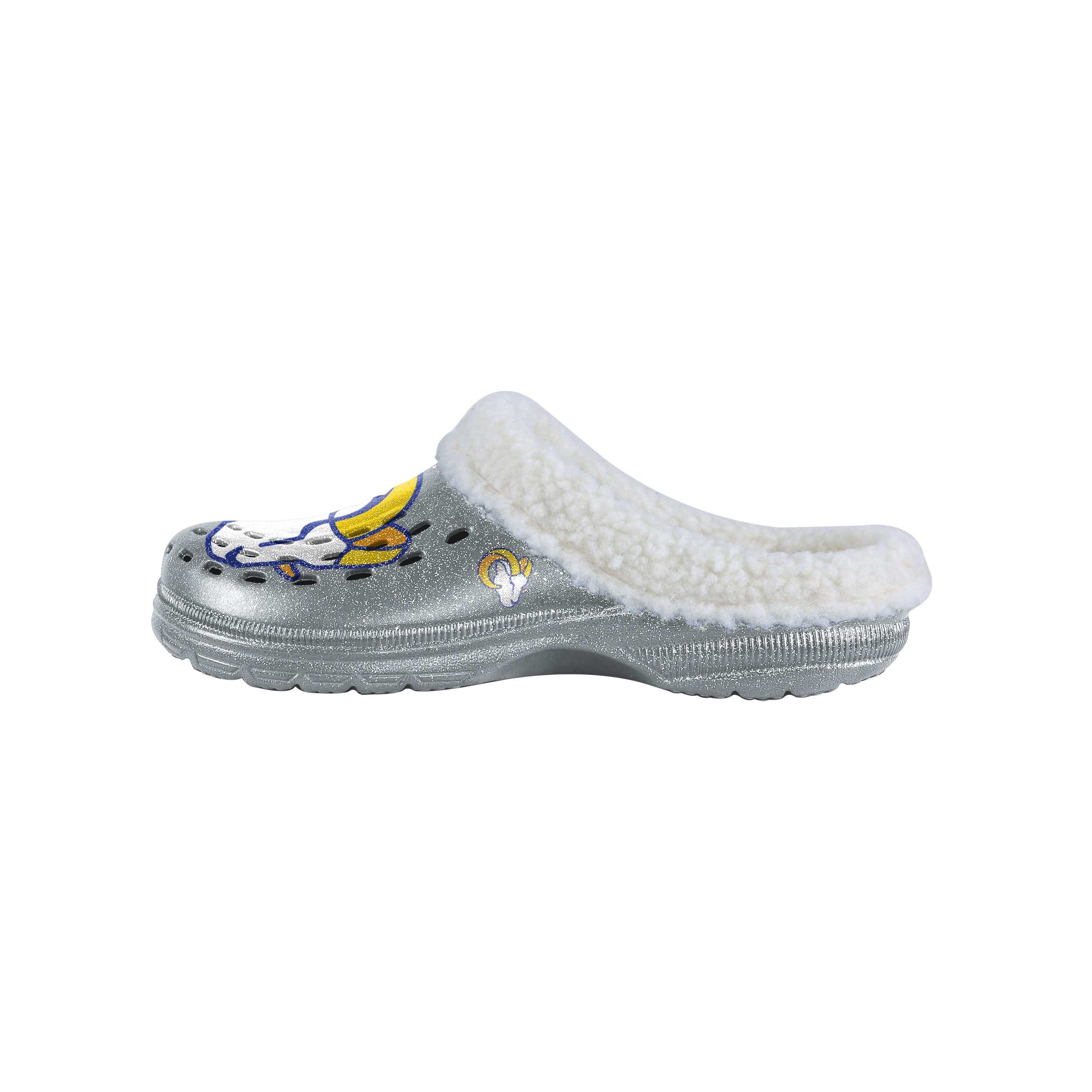 Los Angeles Rams NFL Womens Sherpa Lined Glitter Clog - Image 2