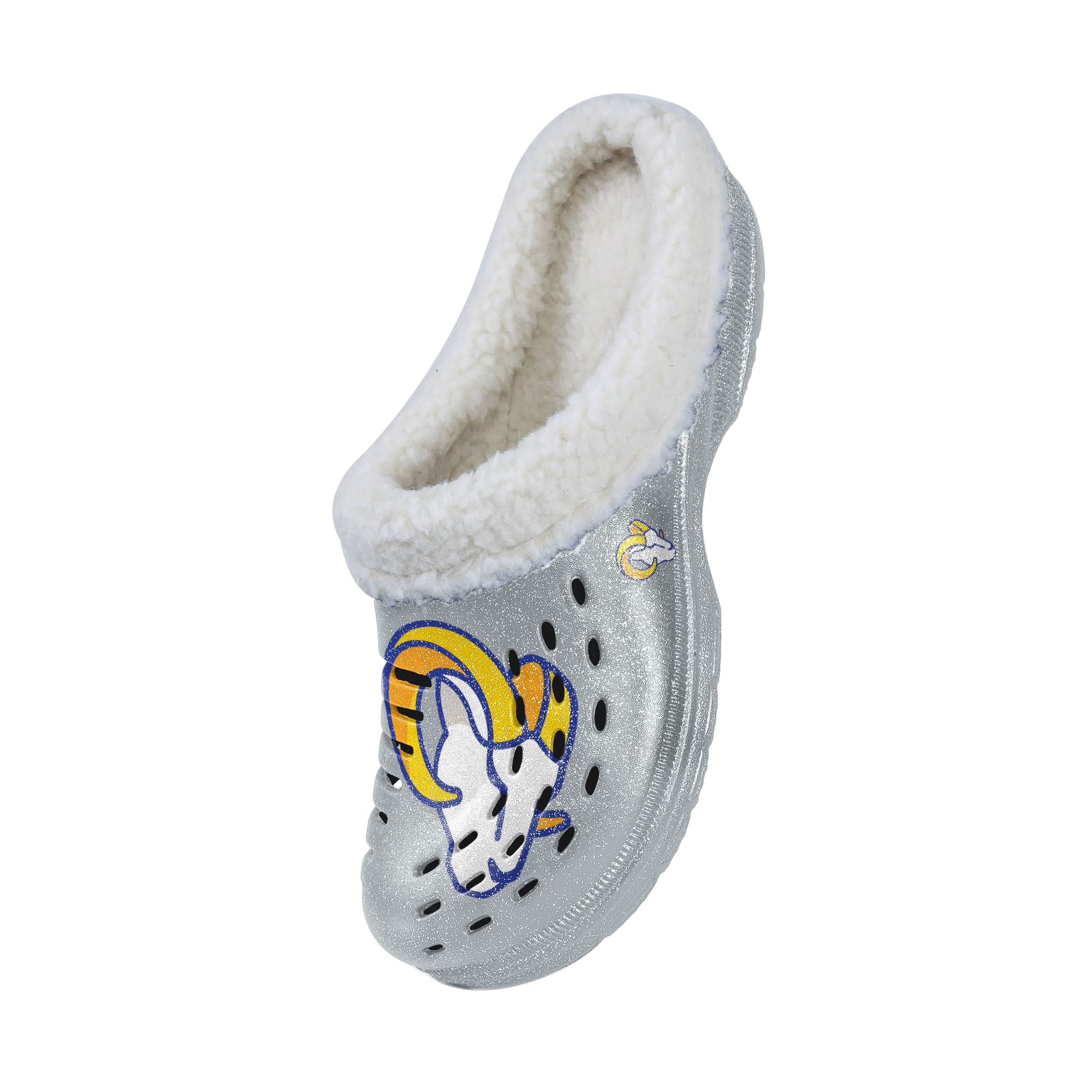 Los Angeles Rams NFL Womens Sherpa Lined Glitter Clog - Image 3