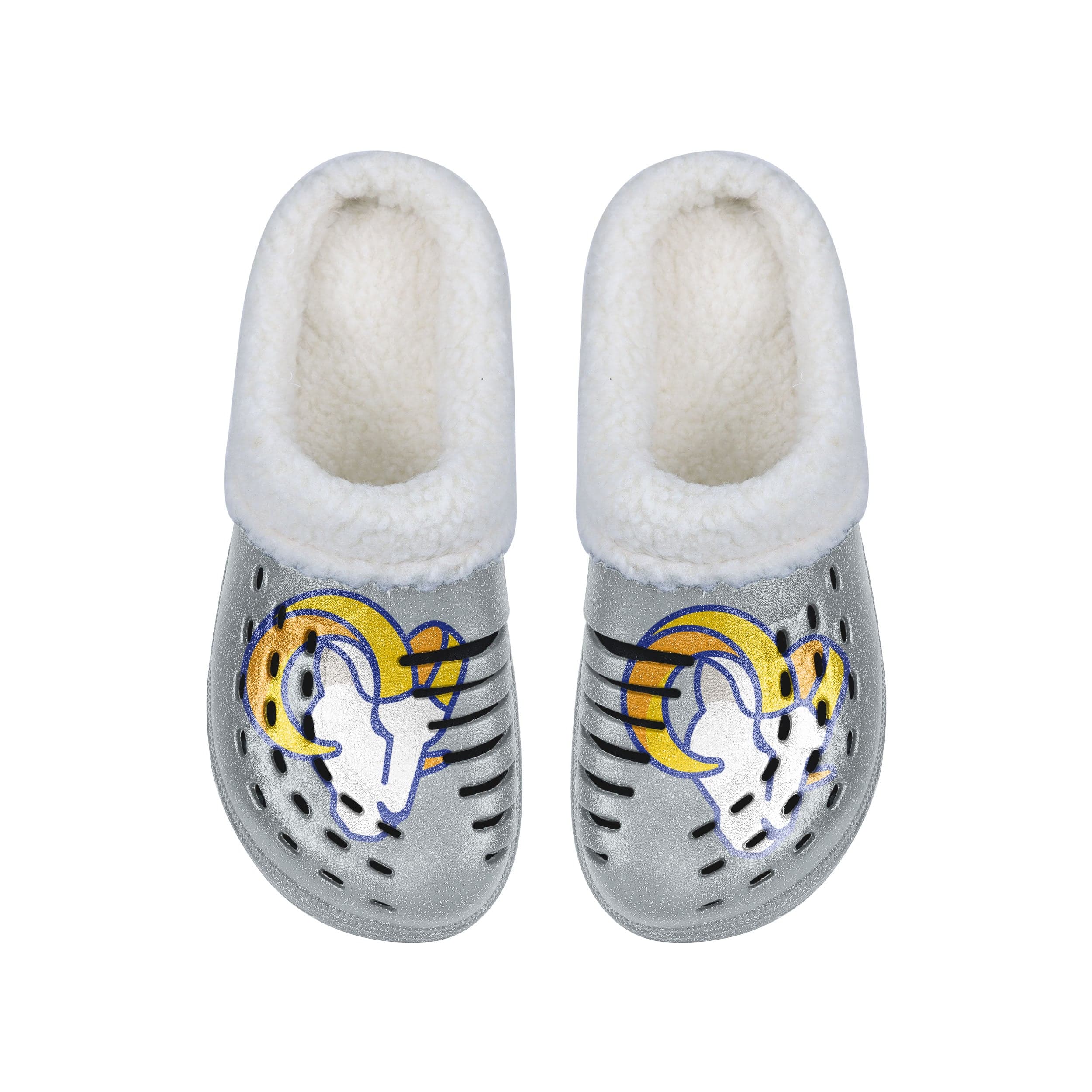 Los Angeles Rams NFL Womens Sherpa Lined Glitter Clog - Image 4