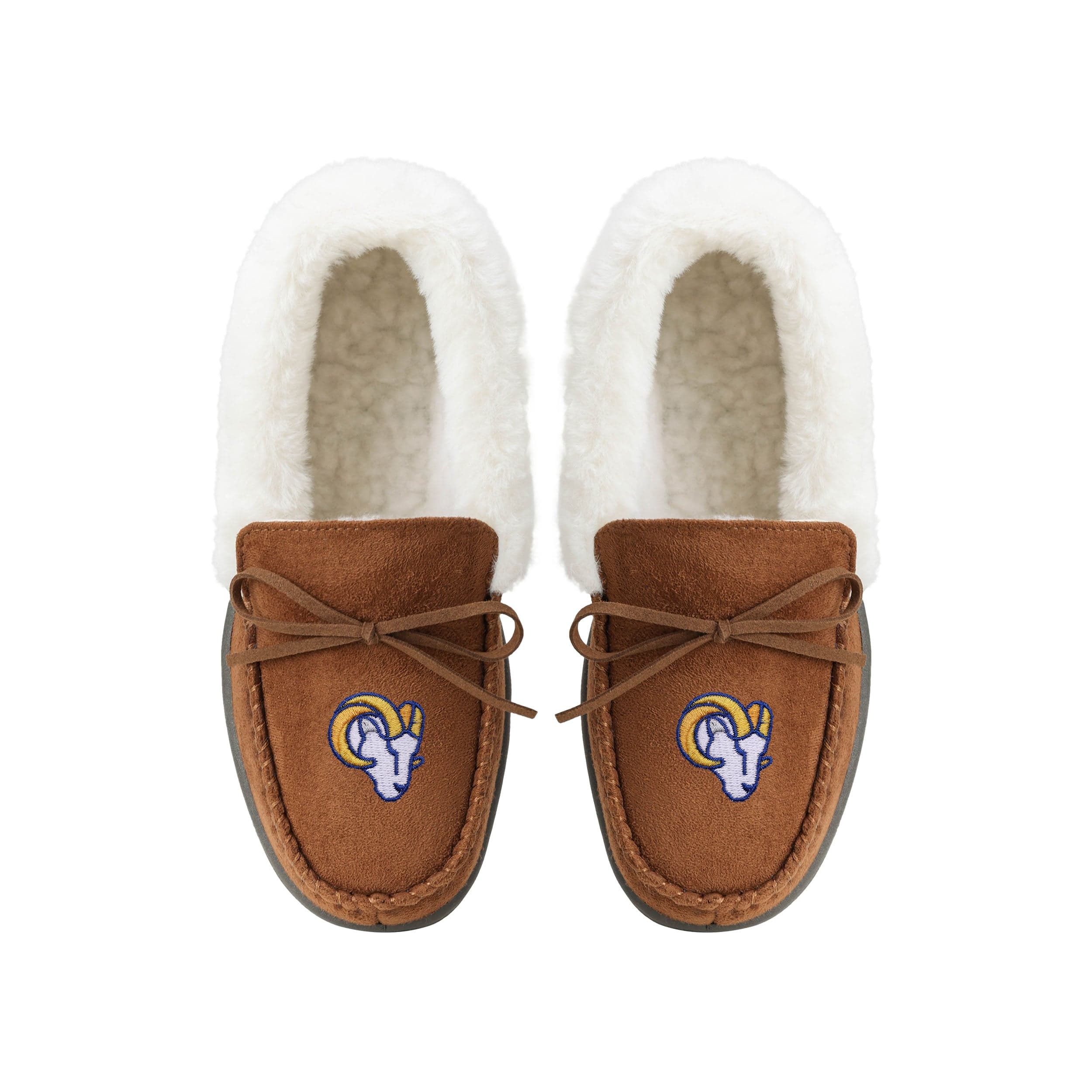 Los Angeles Rams NFL Womens Tan Moccasin Slippers - Image 4