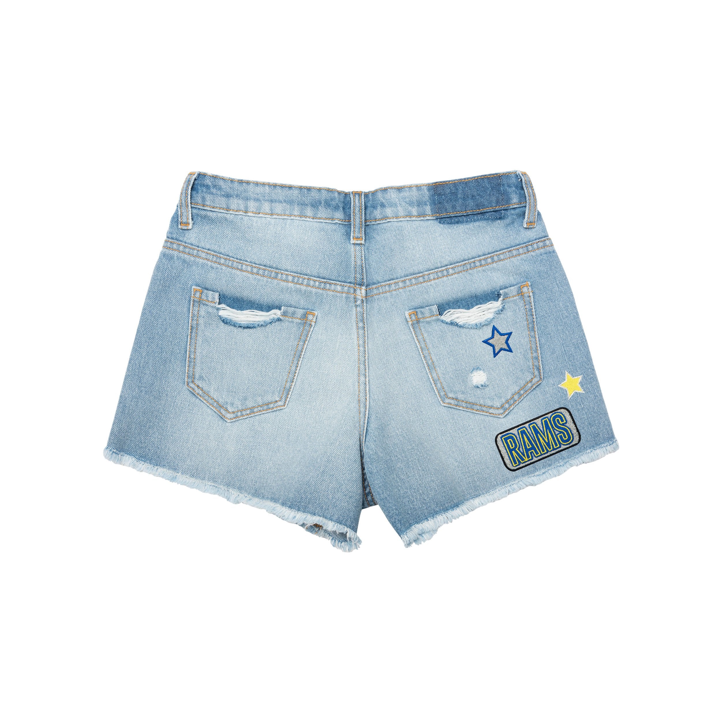 Los Angeles Rams NFL Womens Team Logo Denim Shorts - Image 4