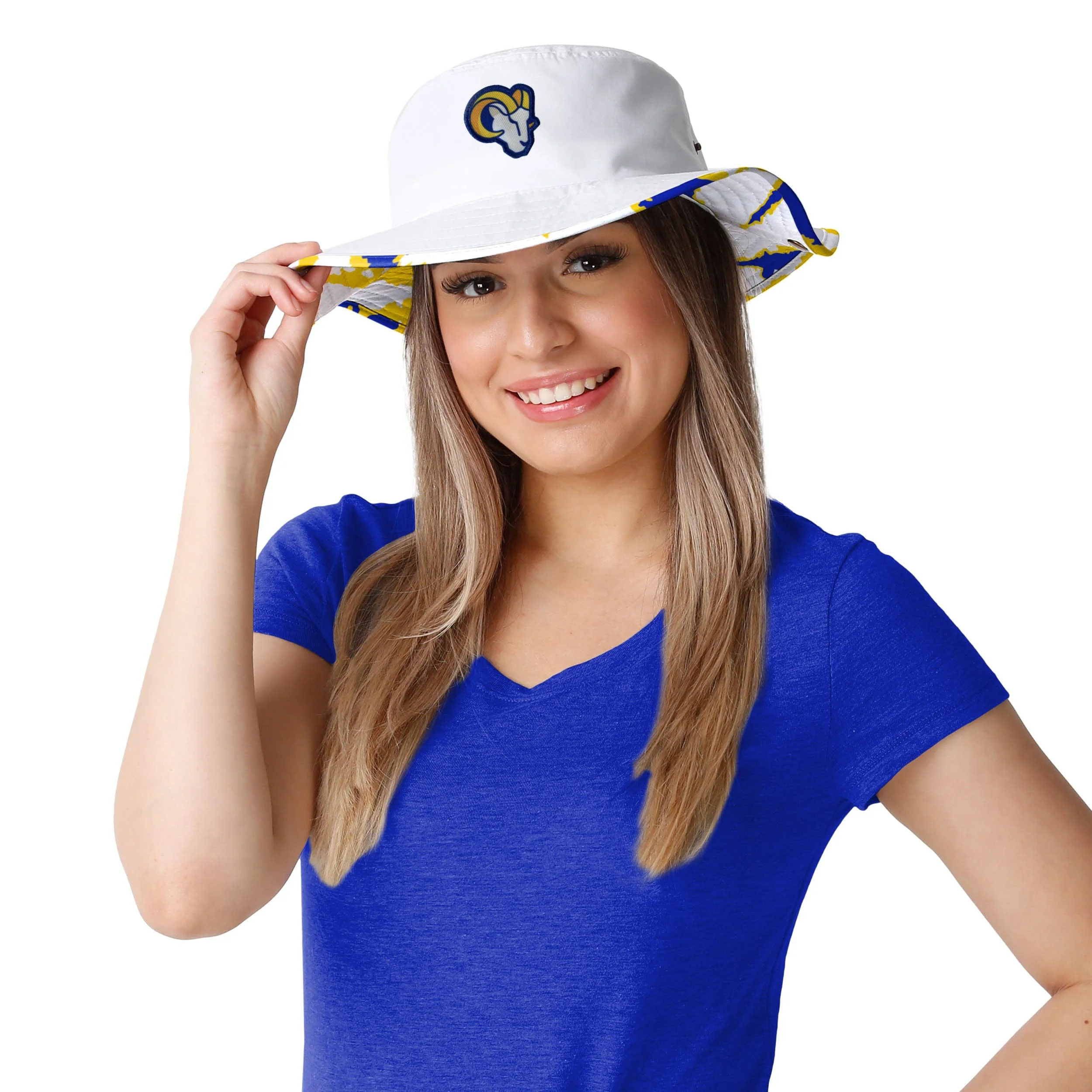 Los Angeles Rams NFL Womens White Hybrid Boonie Hat - Image 2