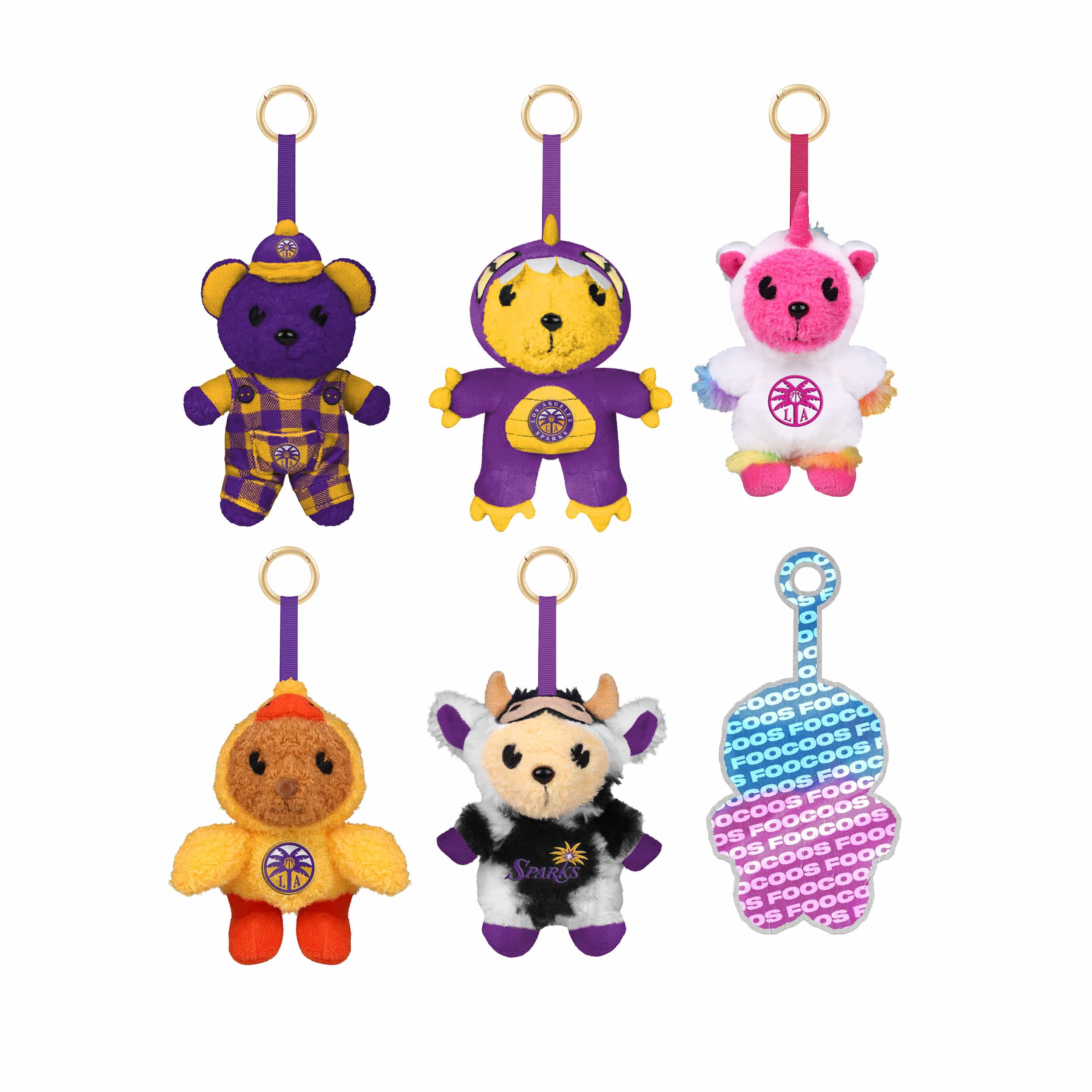 Los Angeles Sparks WNBA FOOCOOS Plush Bag Charm Keychain Blind Box Series 1 (PREORDER - SHIPS LATE JULY)